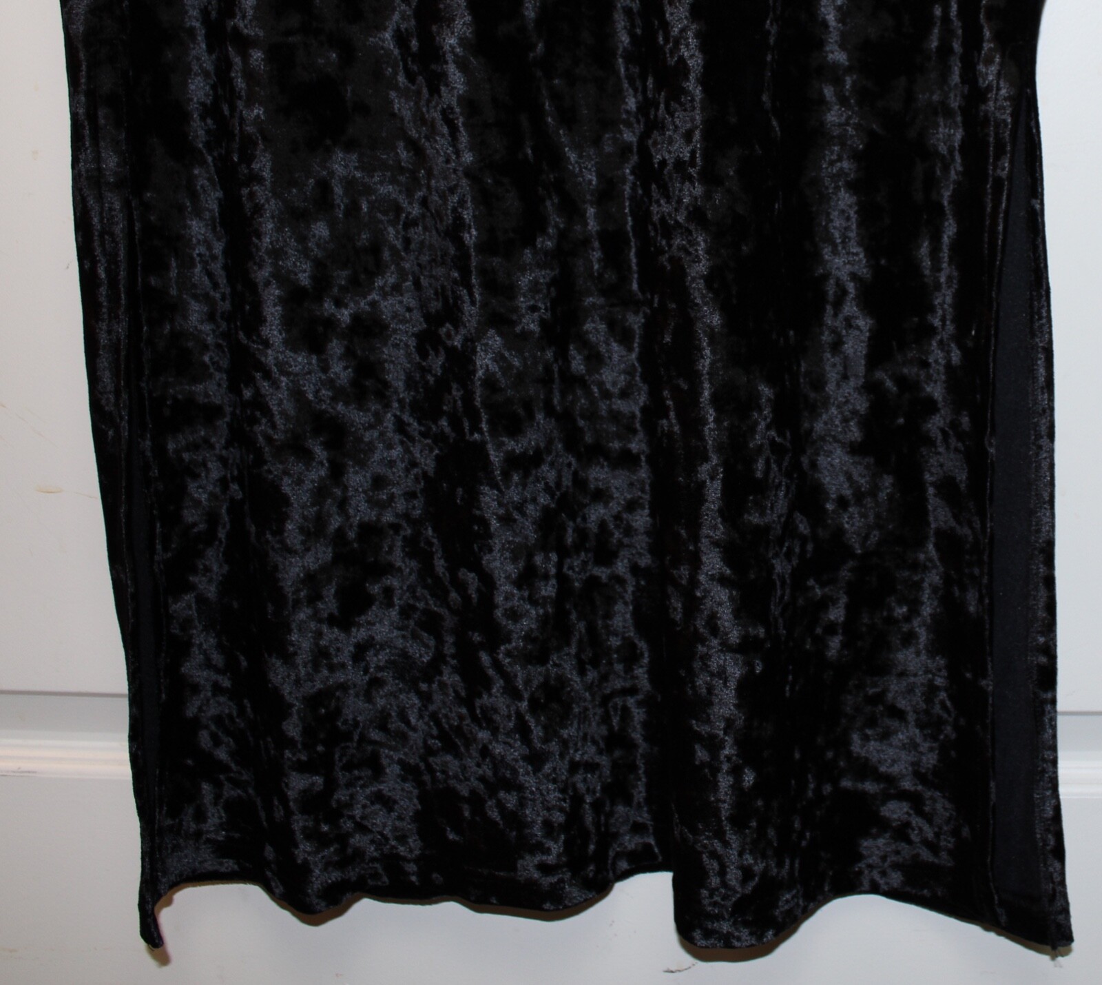 VTG 80s NWT Jasmine Rose Black Crushed Velvet Long Sleeve Maxi Dress Size XL/16
