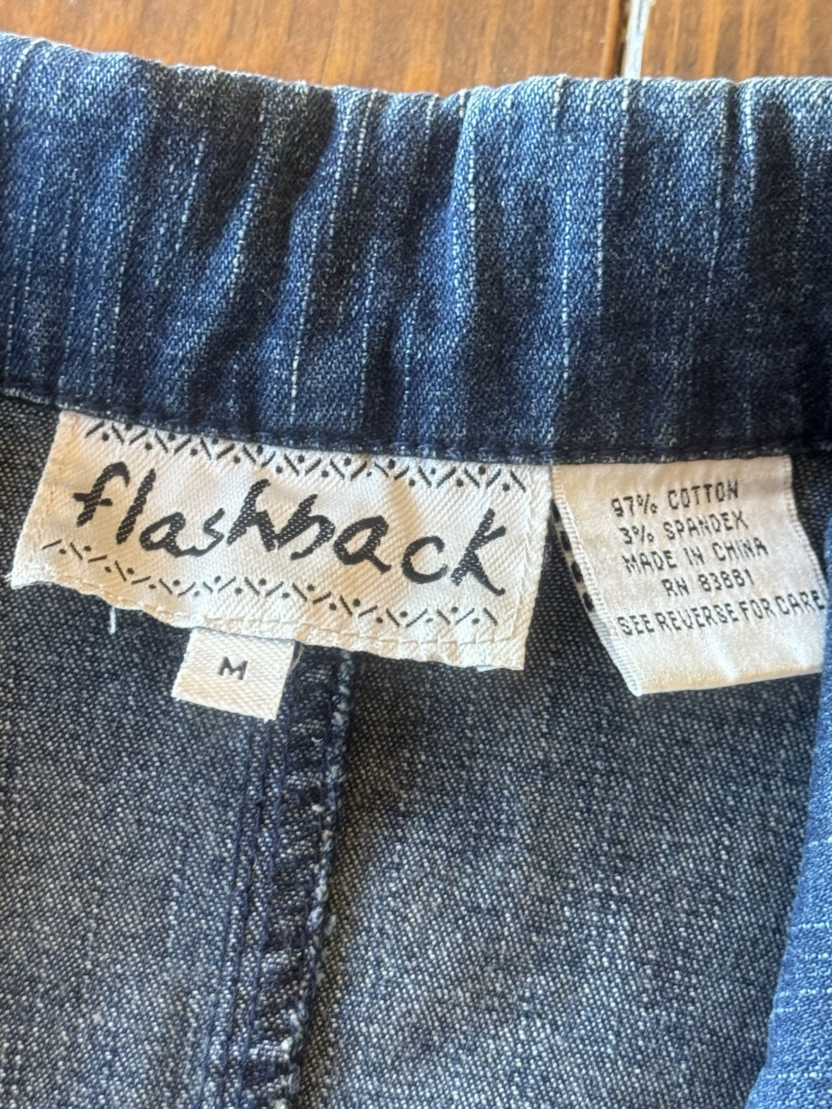 VTG Flashback jacket blue denim beaded sequin button jean pockets Medium