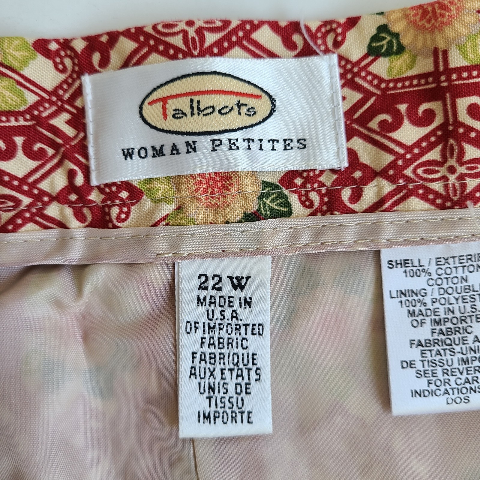 NWT Vintage Women’s Talbots Capri Pants Sz 22WP Petite Cotton Cropped Floral
