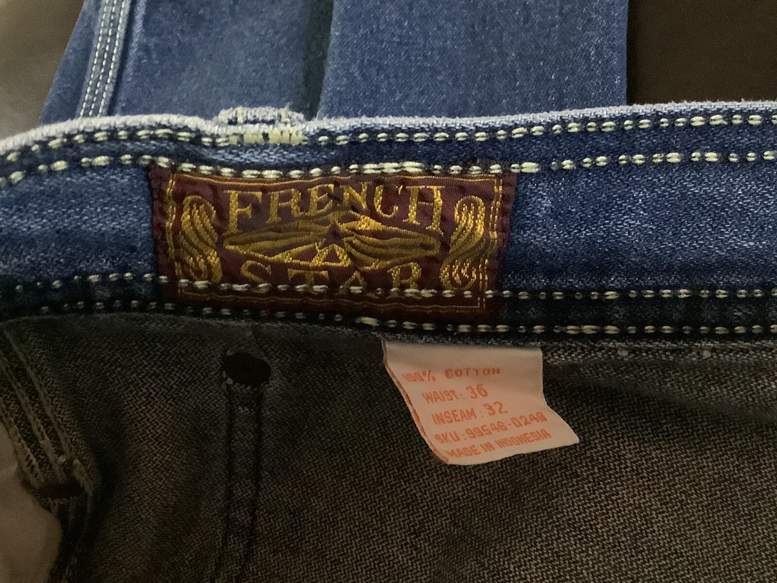 Vintage 70s FRENCH STAR Blue Denim Jeans W 36” Inseam 32”