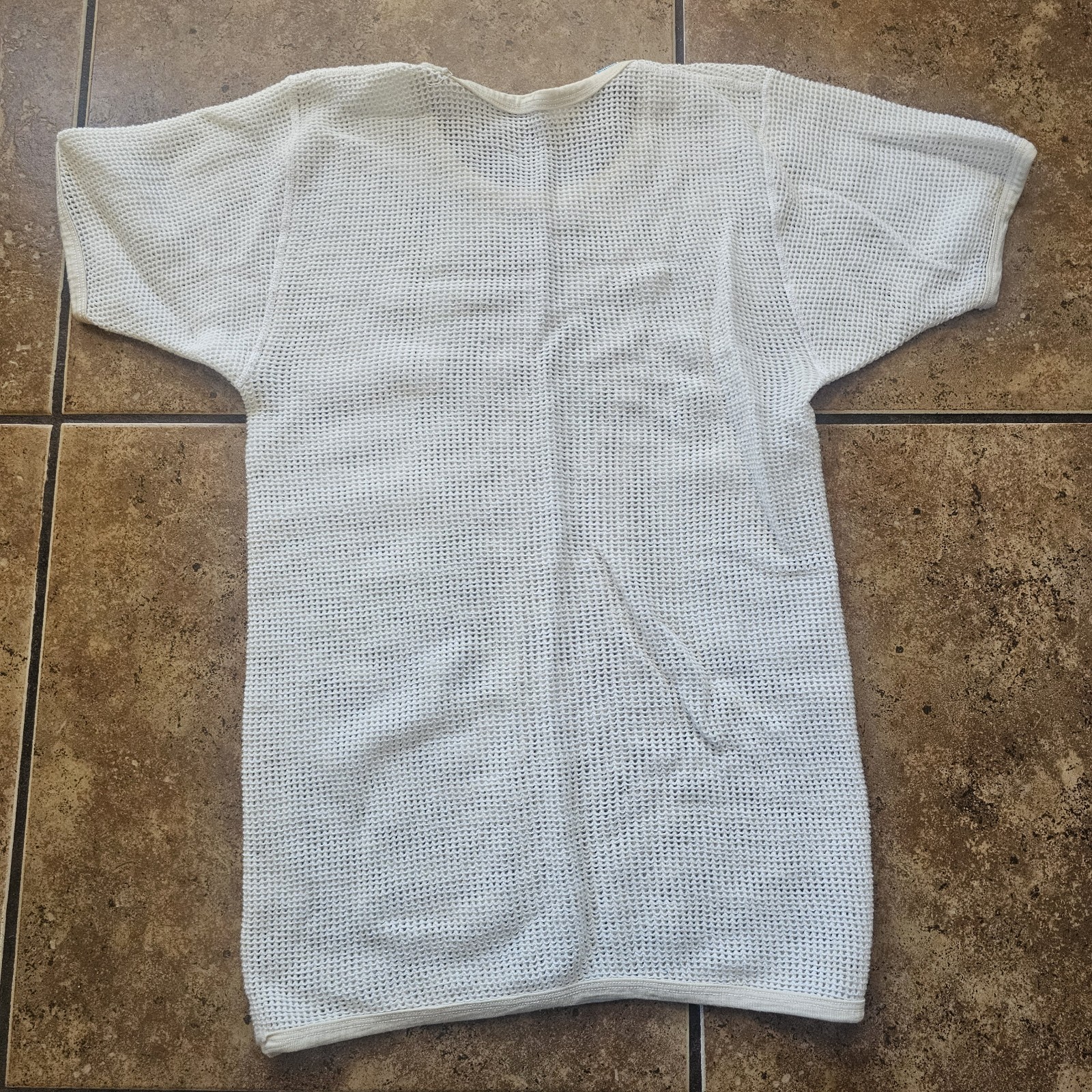 Vintage Janus Waffle Knit Wool Cream 70s Medium Cotton Norway Sweater Top Shirt