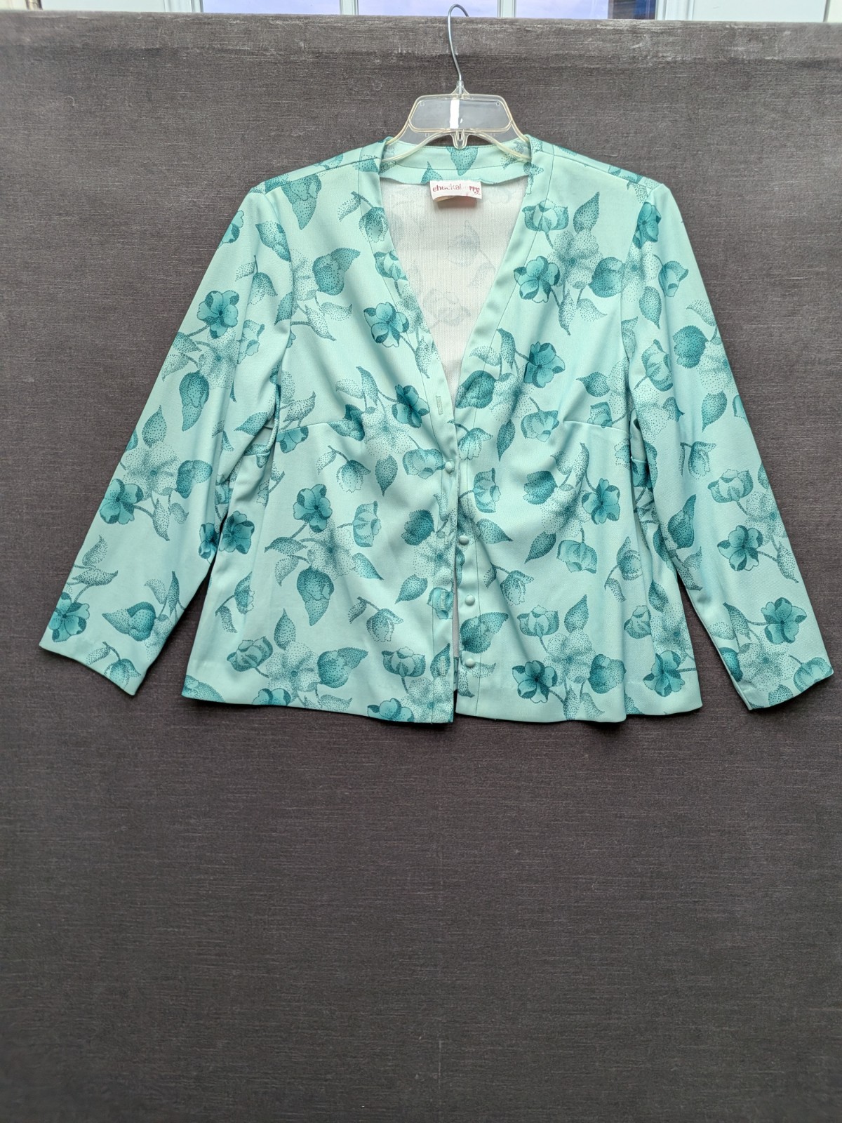 Checkaberry Vintage Polyester Shirt Green Floral St Patricks Day Granny Core