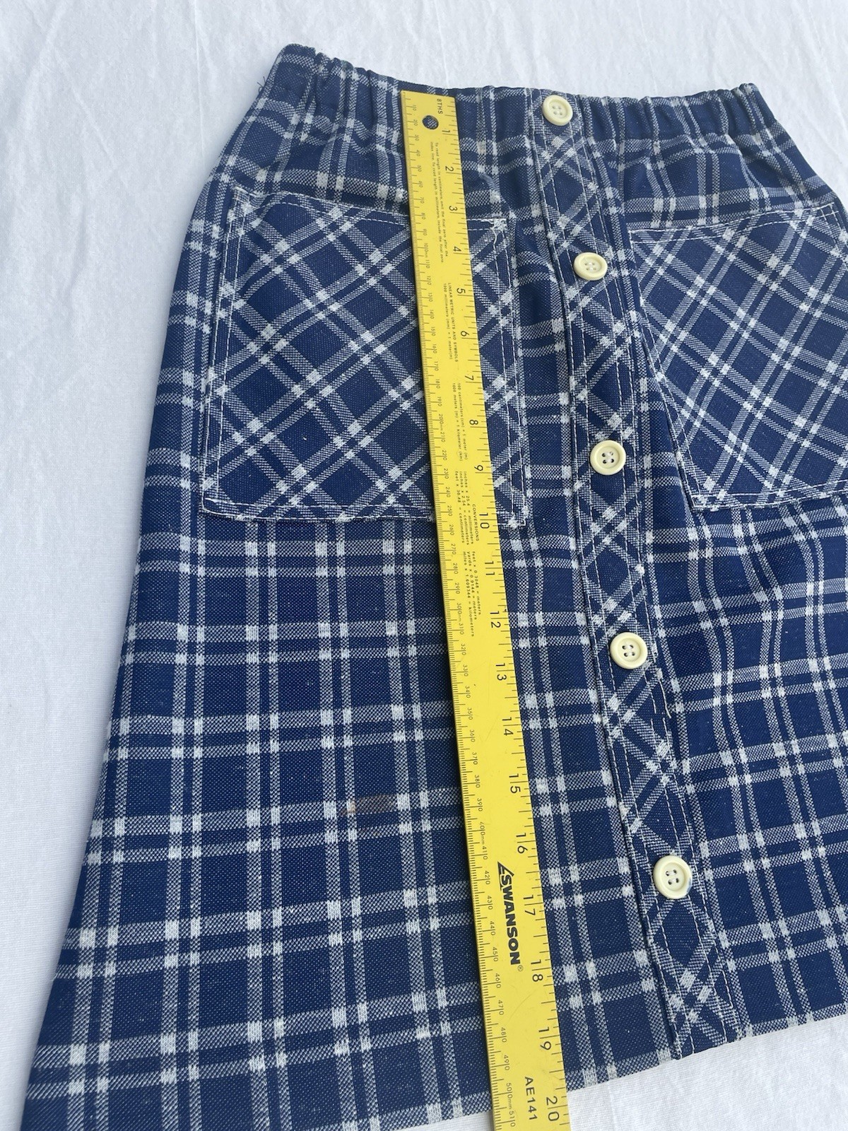 Vintage Blue White Preppy A line Midi Skirt 1960s Mod John Meyer Women’s 10