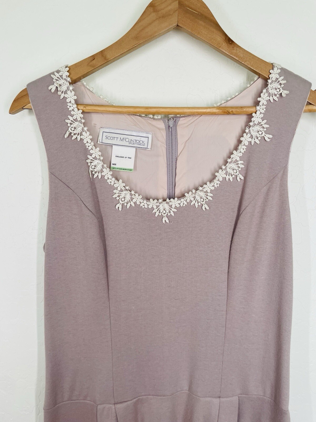 Vintage 80s Scott McClintock Dusty Mauve Cottage Midi Dress M Fit Flare Feminine