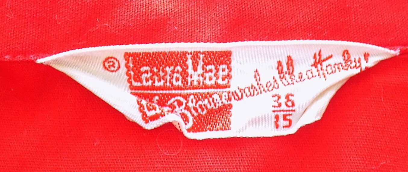 Vintage Red Cotton Short Sleeve Blouse Laura Mae Size 36 / 15