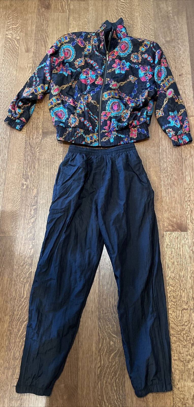 LAVON Cheerful Corp Medium WINDBREAKER TRACK SUIT Jacket & Pants Black Vintage