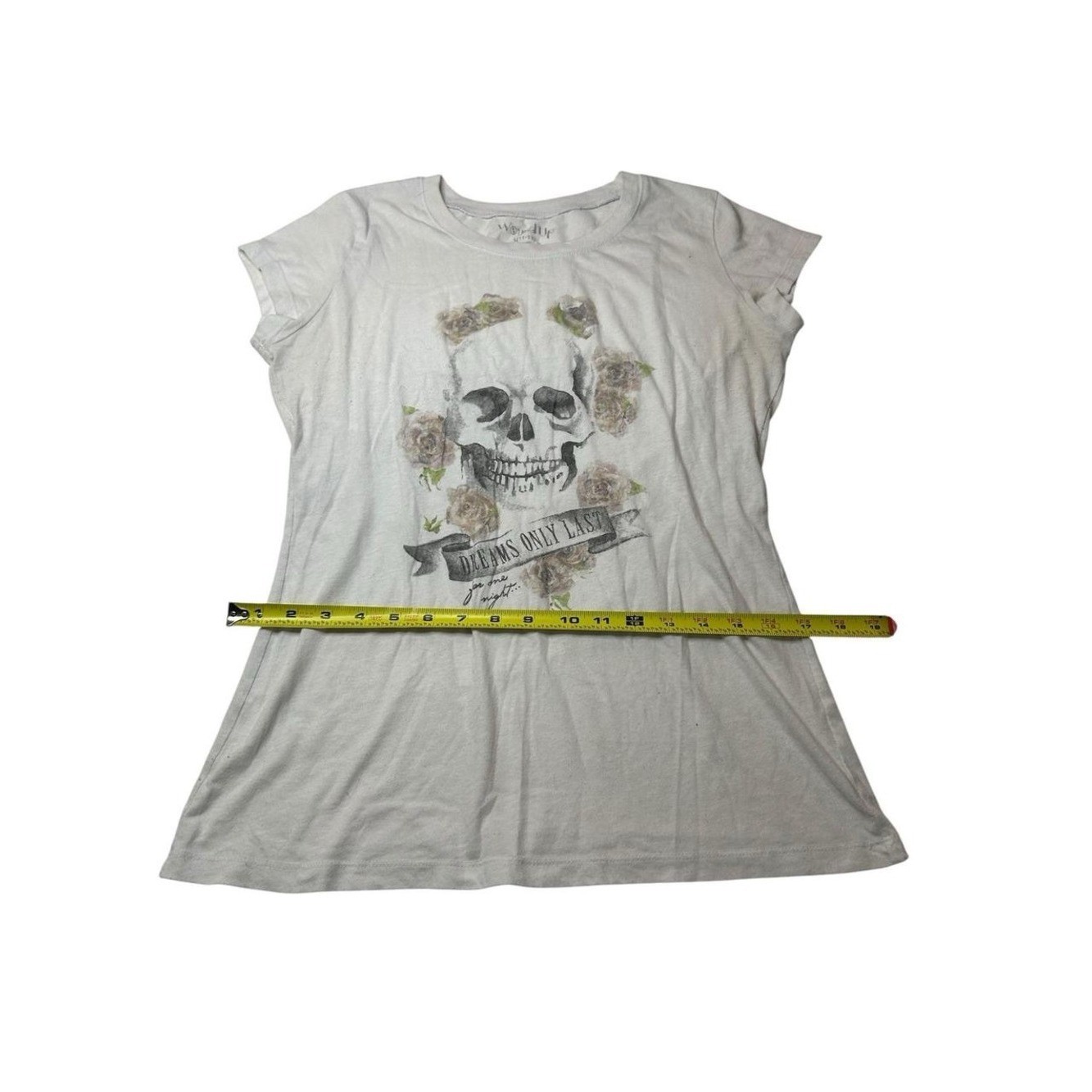 Mall Goth T-Shirt Wound Up Skull Rose Graphic Tee White Grunge Vintage 90s Y2k L