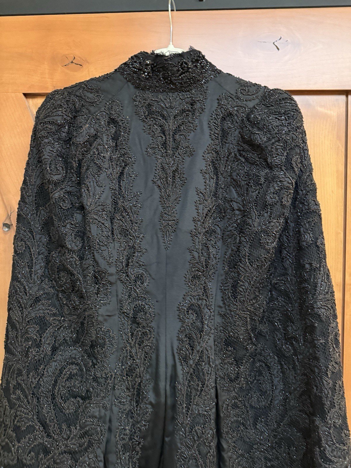 Antique Edwardian Victorian Black Mourning Cape Jacket Beaded Intricate Beadwork