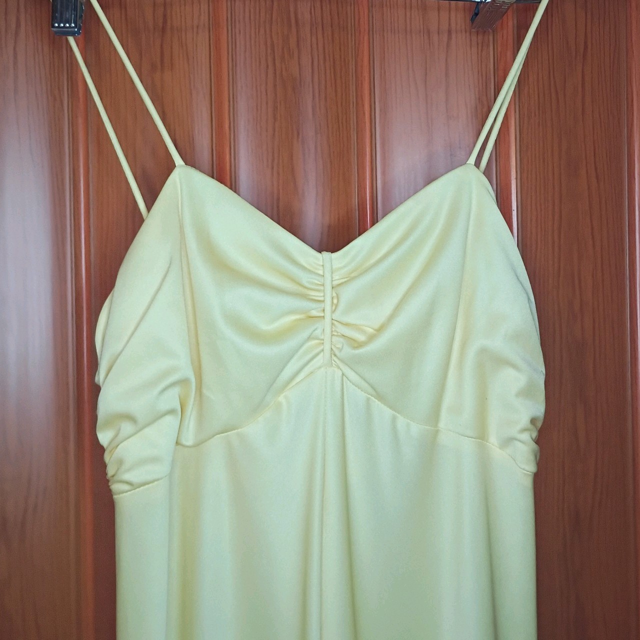 Vintage Butter Yellow Dress Floor Length Some Damage Spaghetti Strap Camisole
