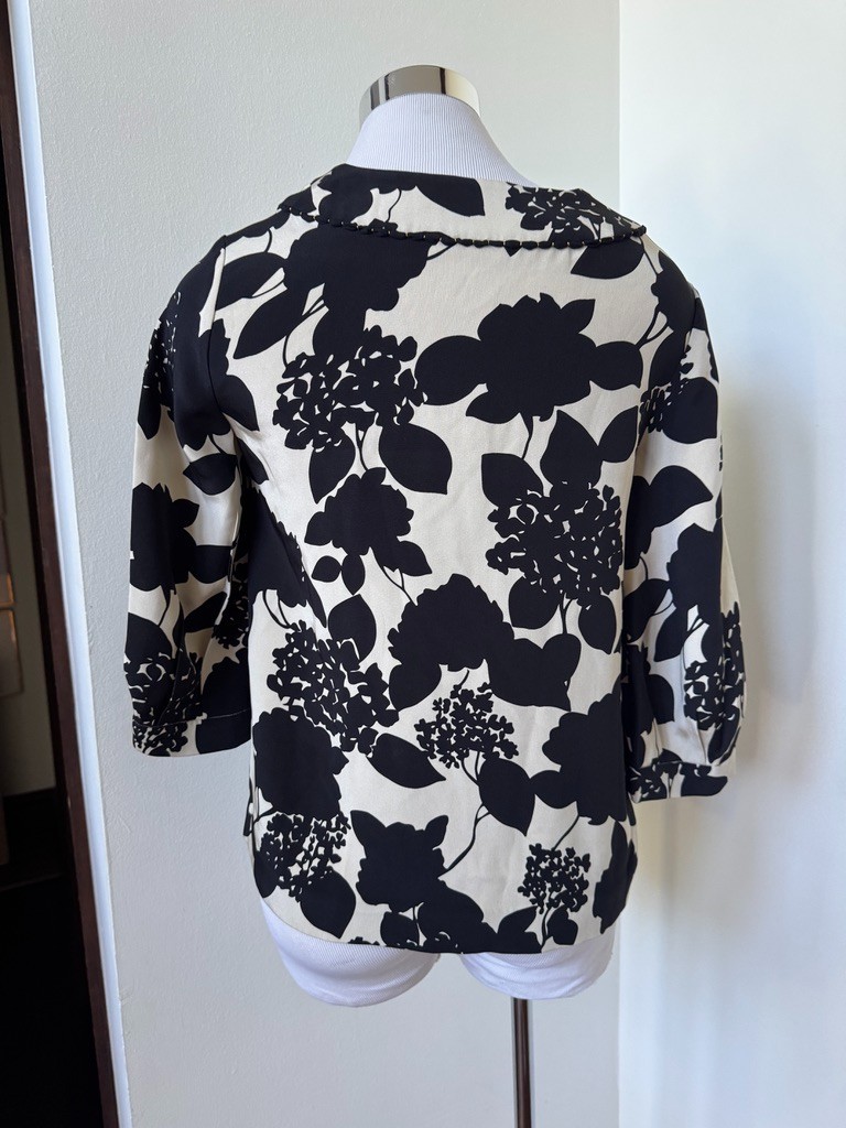 Vintage Floral Blouse Phillip Lim 3.1 Blouse Top Black and Cream Flowers Leafs