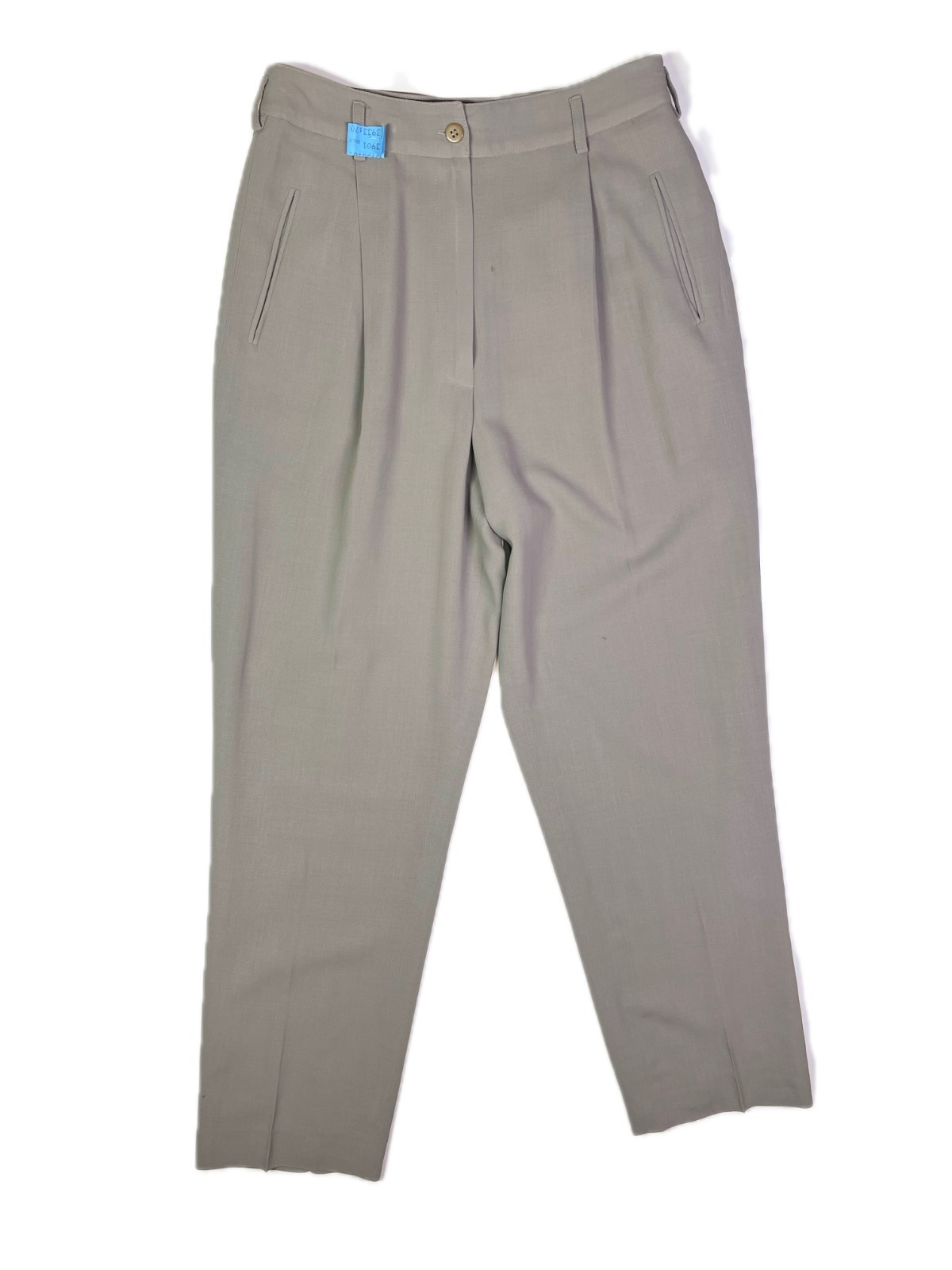 Vintage Donna Karan Size US 8 Grey Wool Pleat-Front Trousers Union Made *Flaws