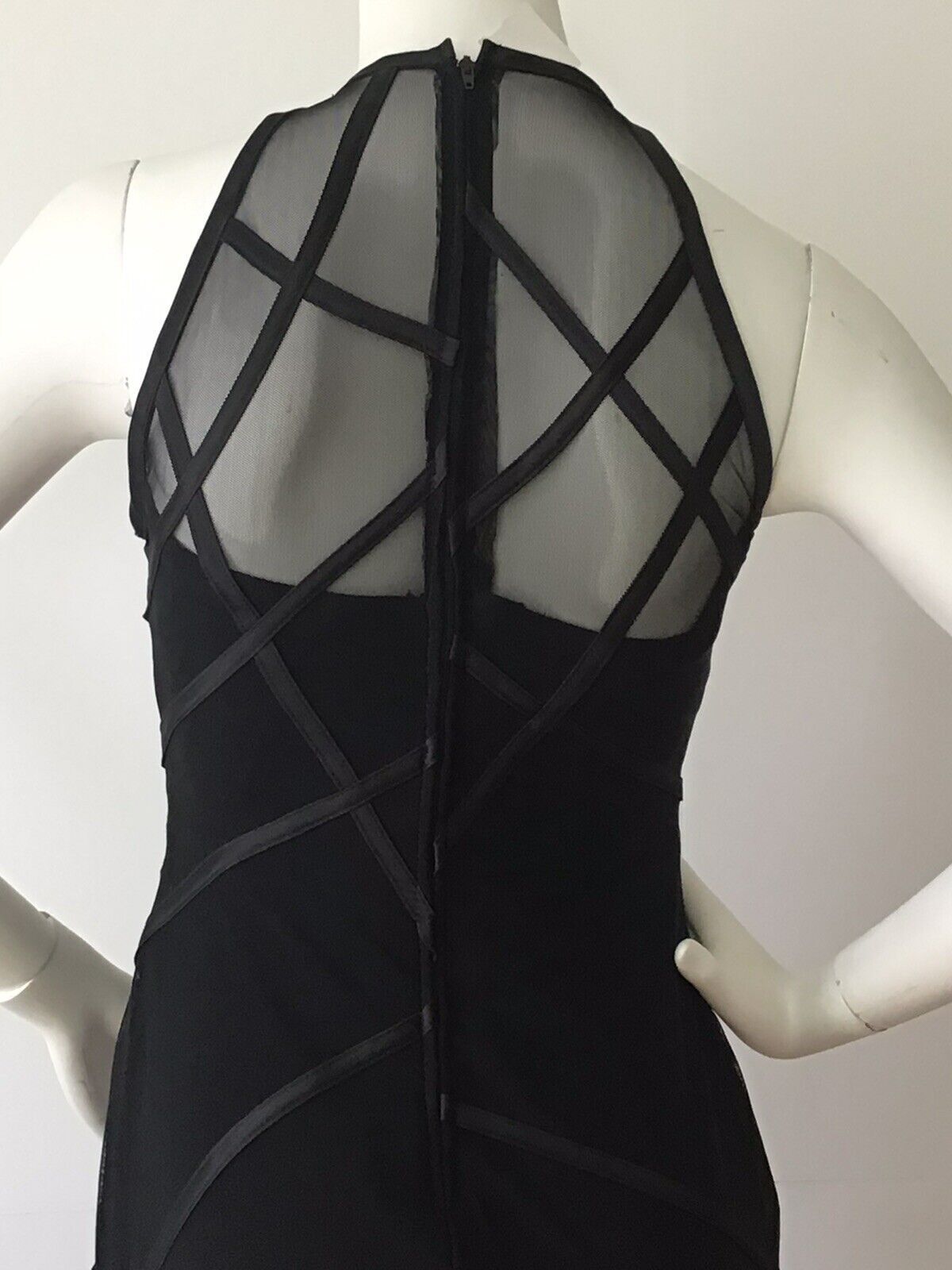 TADASHI Black Mesh Illusion Formal Cocktail Dress (Size 4)