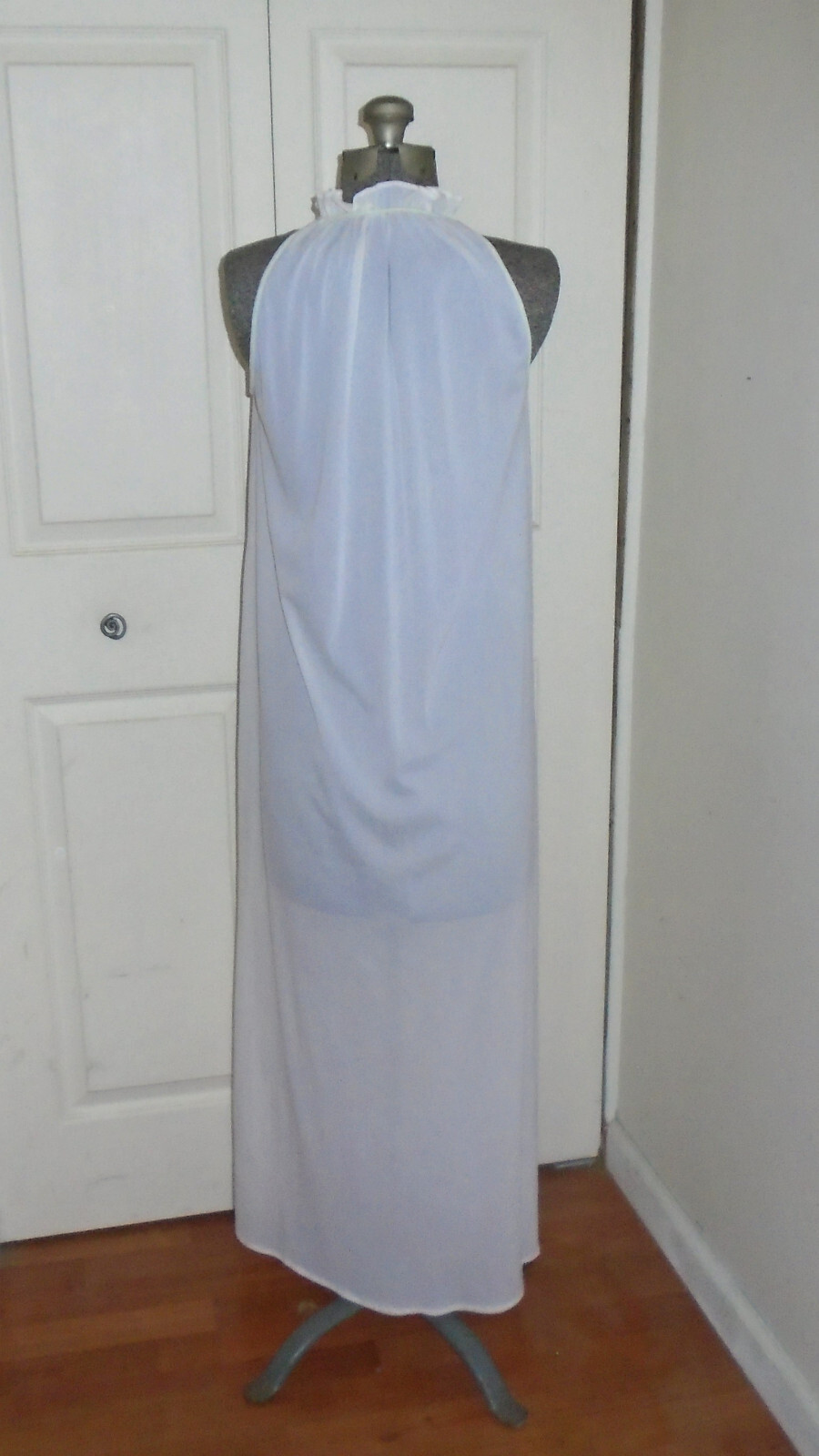 Barad Nylon Crepeset Long Halter Top Nightgown Made in USA Vintage 1970s Petite