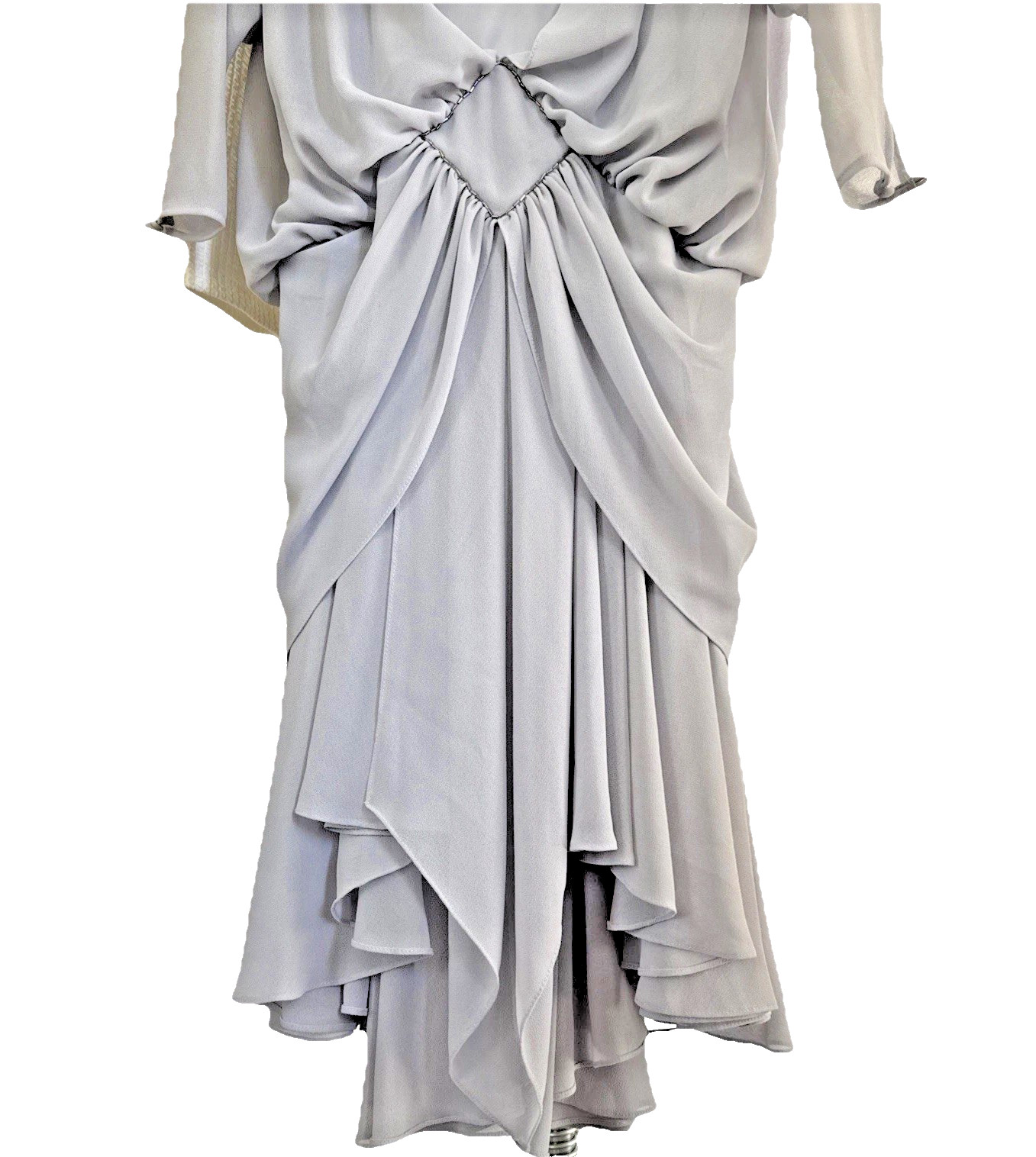 Vtg Casadei DropWaist Dress Women Sz 6 Beaded Shoulders 80s Does 20s Blue/Gray