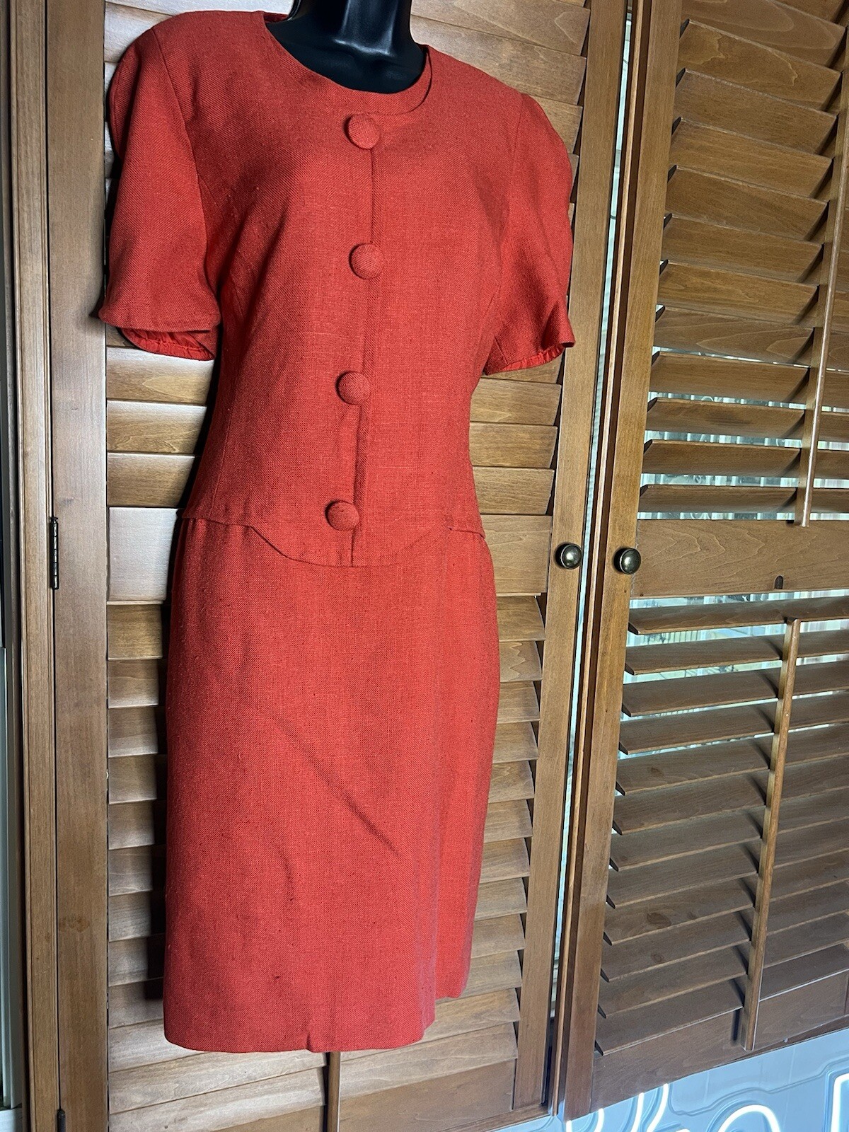 Vintage 80s Linen Dress Carolina herrera Princess Diana Linen Power Suit Couture
