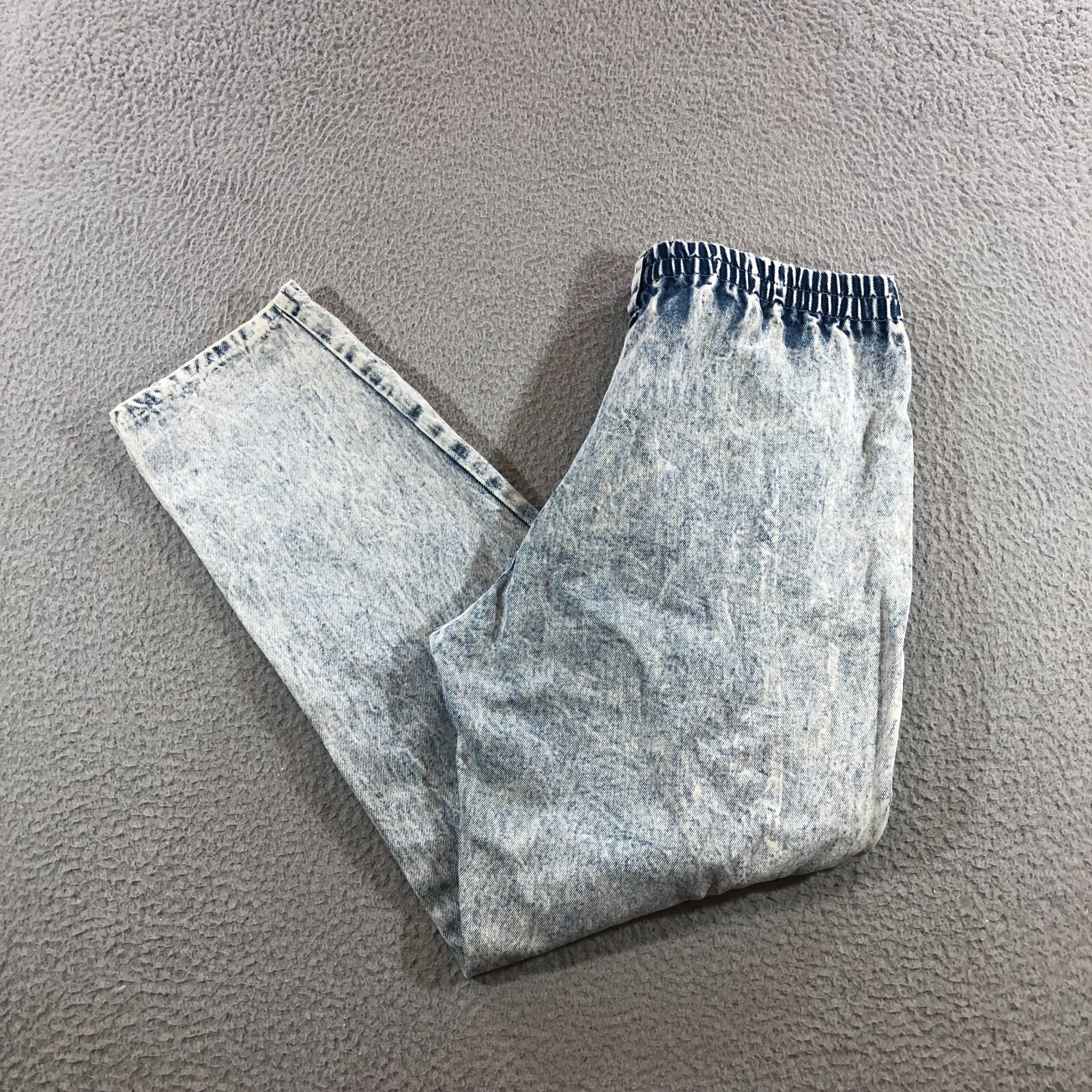 vtg 80’s modelle acid wash pants womens 30×27 blue denim elastic waist