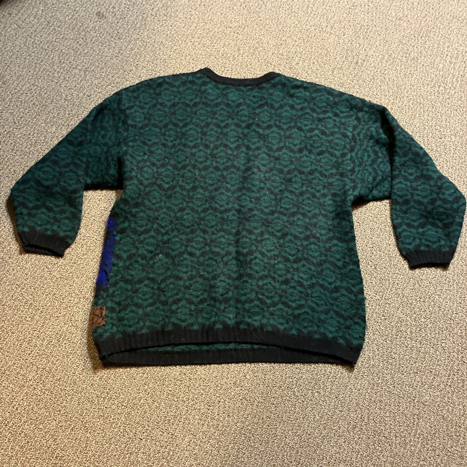 Vintage Early 1980’s Benetton Sweater Green Blue Black Purple Made in Italy