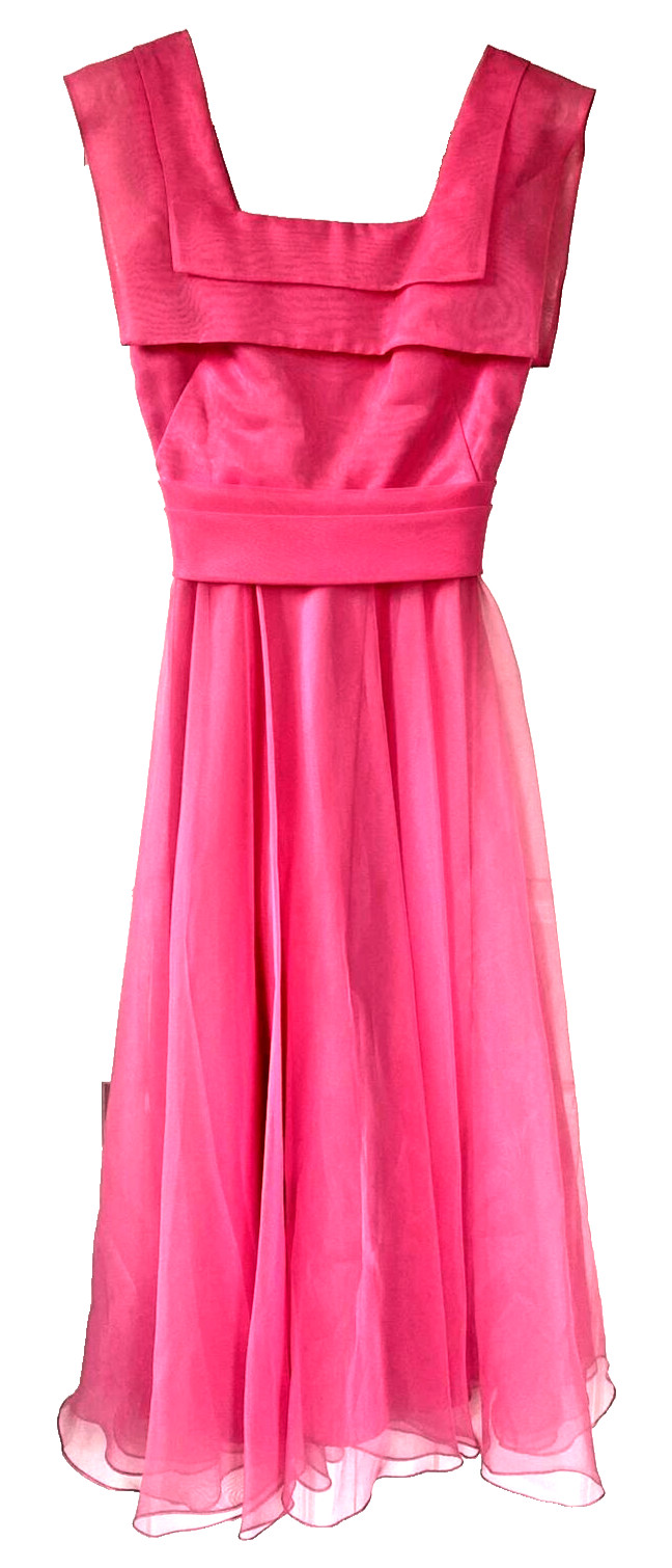 Vtg 80s Alyce Designs Pink Chiffon Formal Party Long Maxi Dress Sleeveless Sz 8