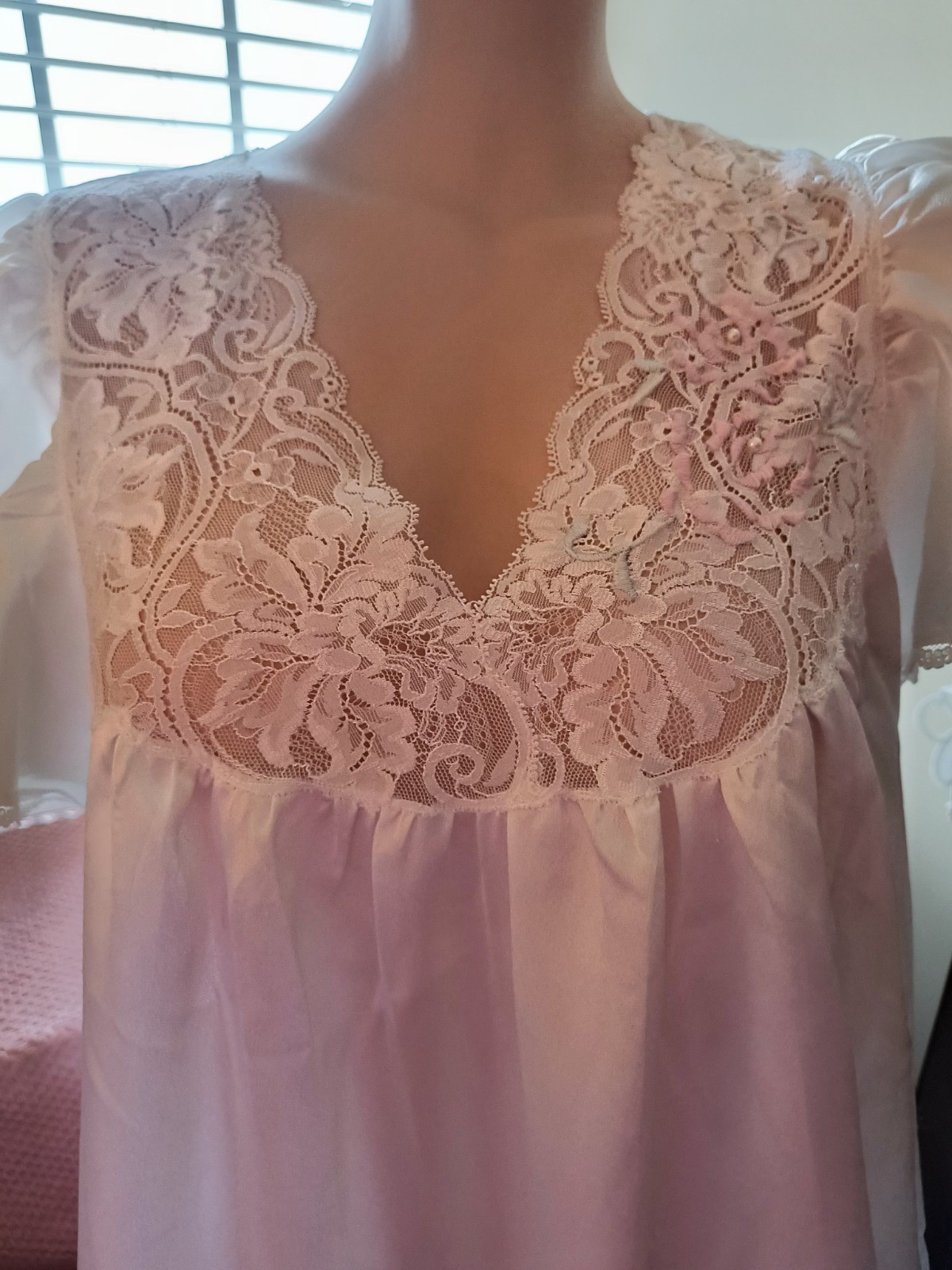 Vintage Eve Stillman White Weddng Nightgown Lingerie Lacy Satin