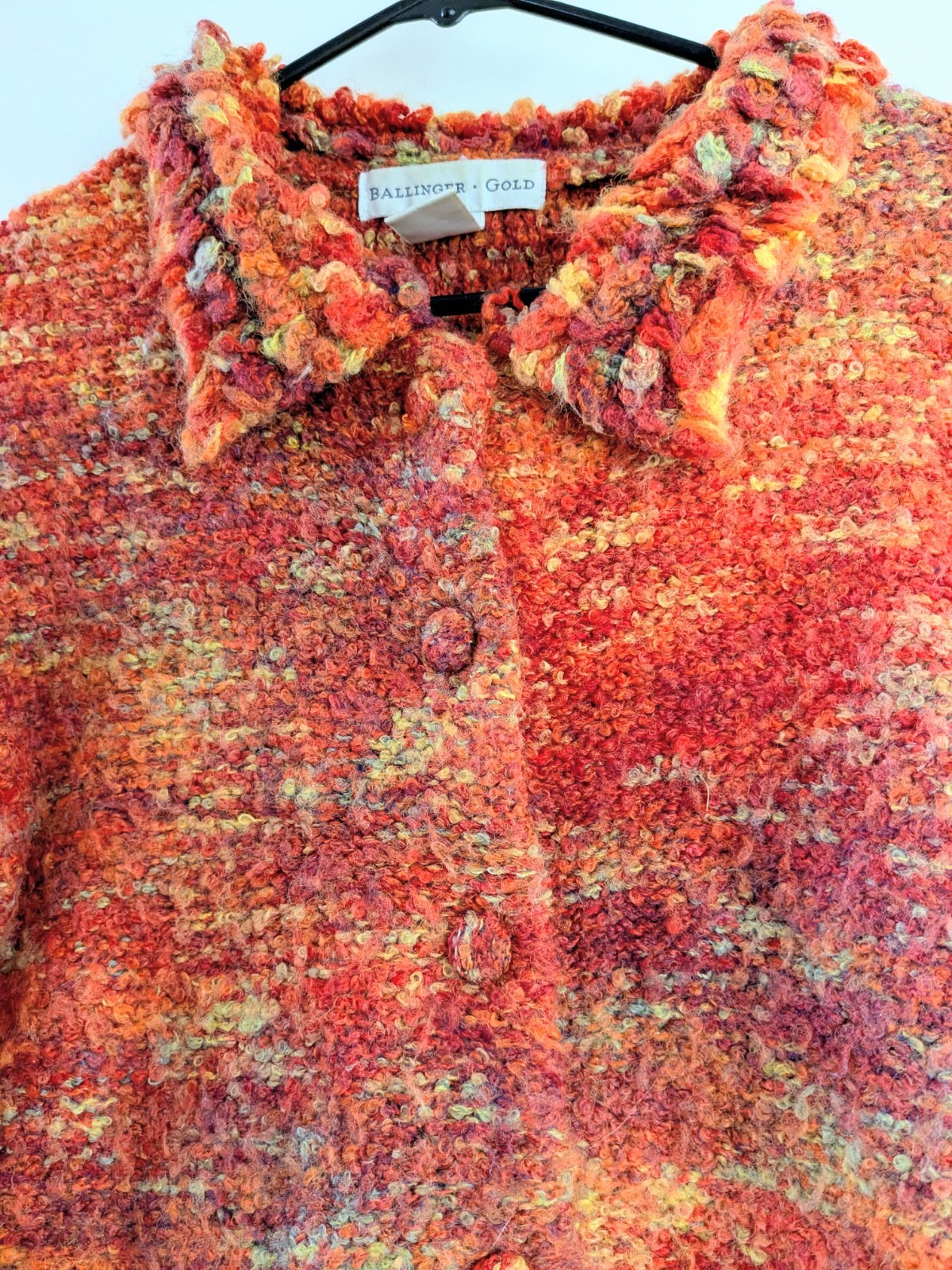 Ballinger Gold SZ Sm Women’s Vintage 90s Y2k Boucle Knit Sweater Cardigan Jacket