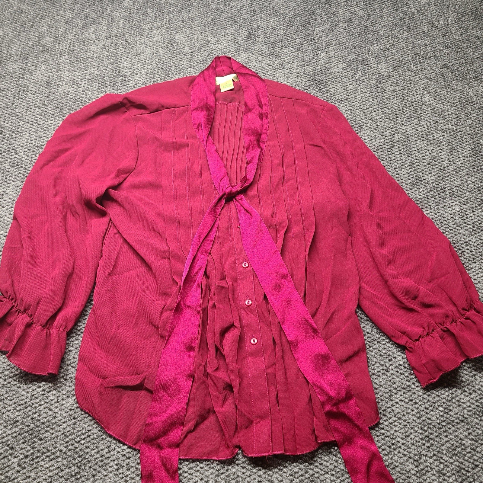 VTG New York City Design Co. Pink Silk Shirt Button Up Blouse Long Sleeve Sz XL