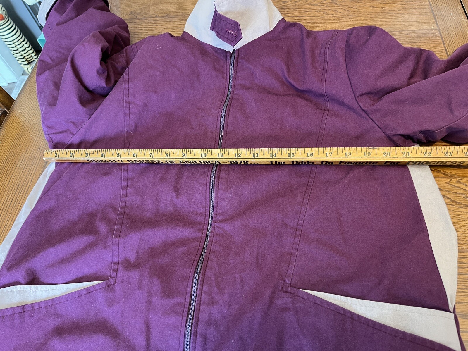 Vintage 1980s Sz Lg Foxland Zip Jacket Barn Coat Flannel Lined Purple Retro