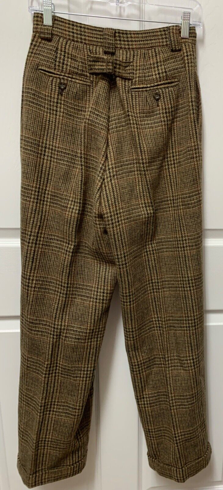 vtg Gap vest size M & pants size 4 menswear brown Plaid wool blend calfskin EC