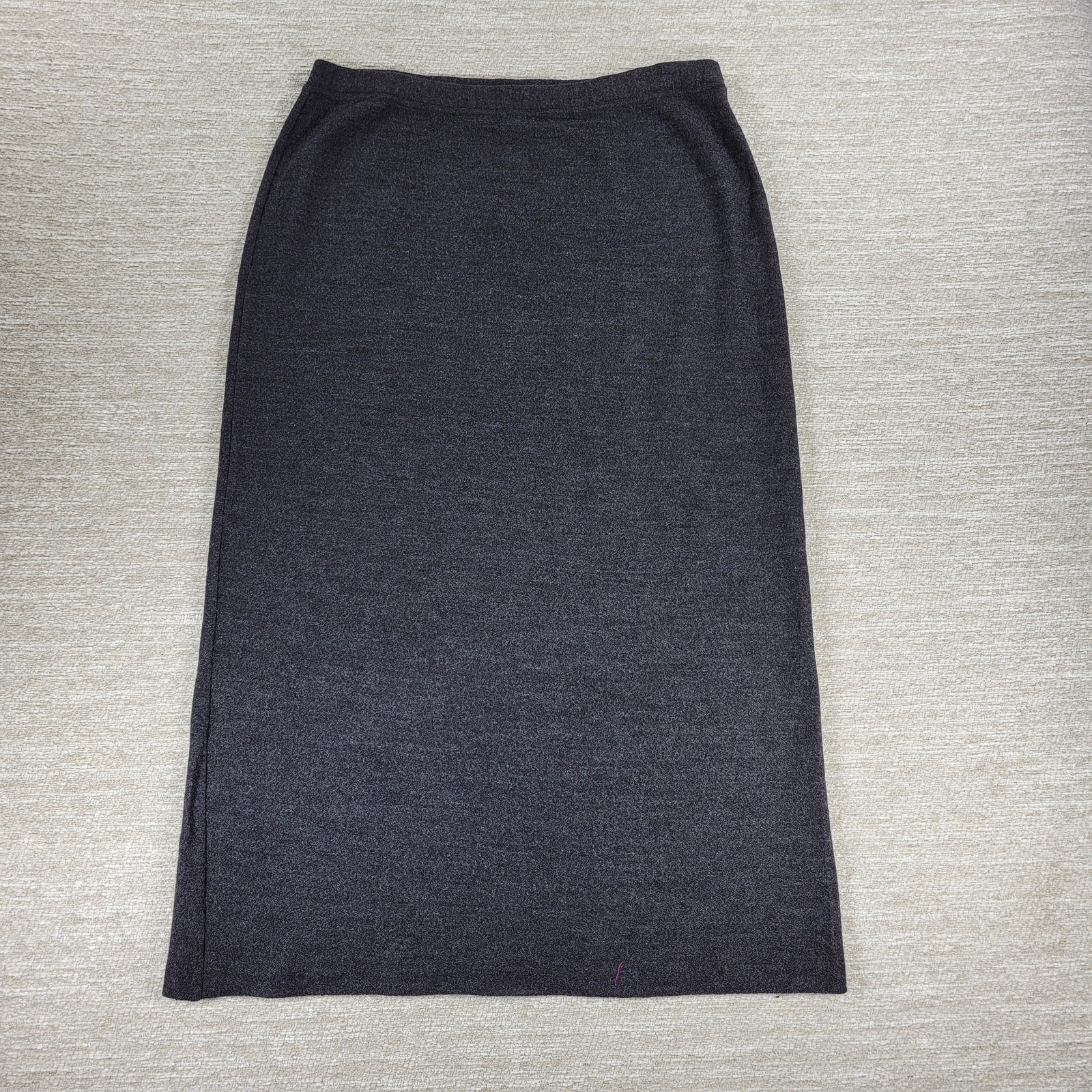 Eileen Fisher Wool Midi Skirt Medium Heather Gray Knit Elastic Waist USA
