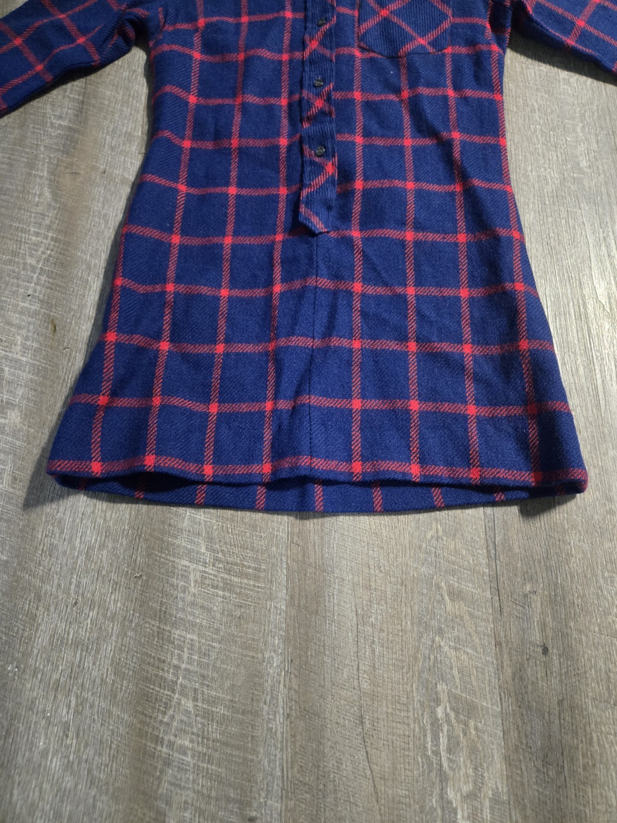 Vintage 1970s Langtry Women’s Plaid Shirt Dress Size 11/12 Long Sleeve Button Up