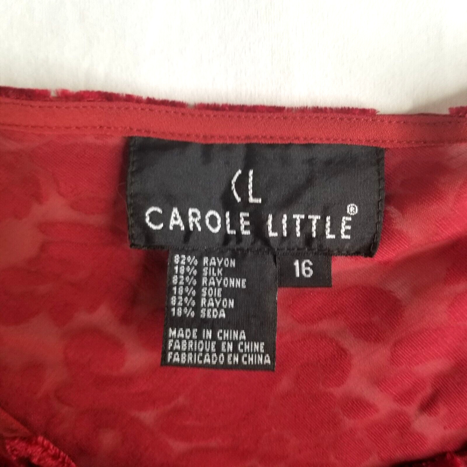 Carole Little 3 Piece red velour maxi skirt top W/ jacket L/16 Evening Party