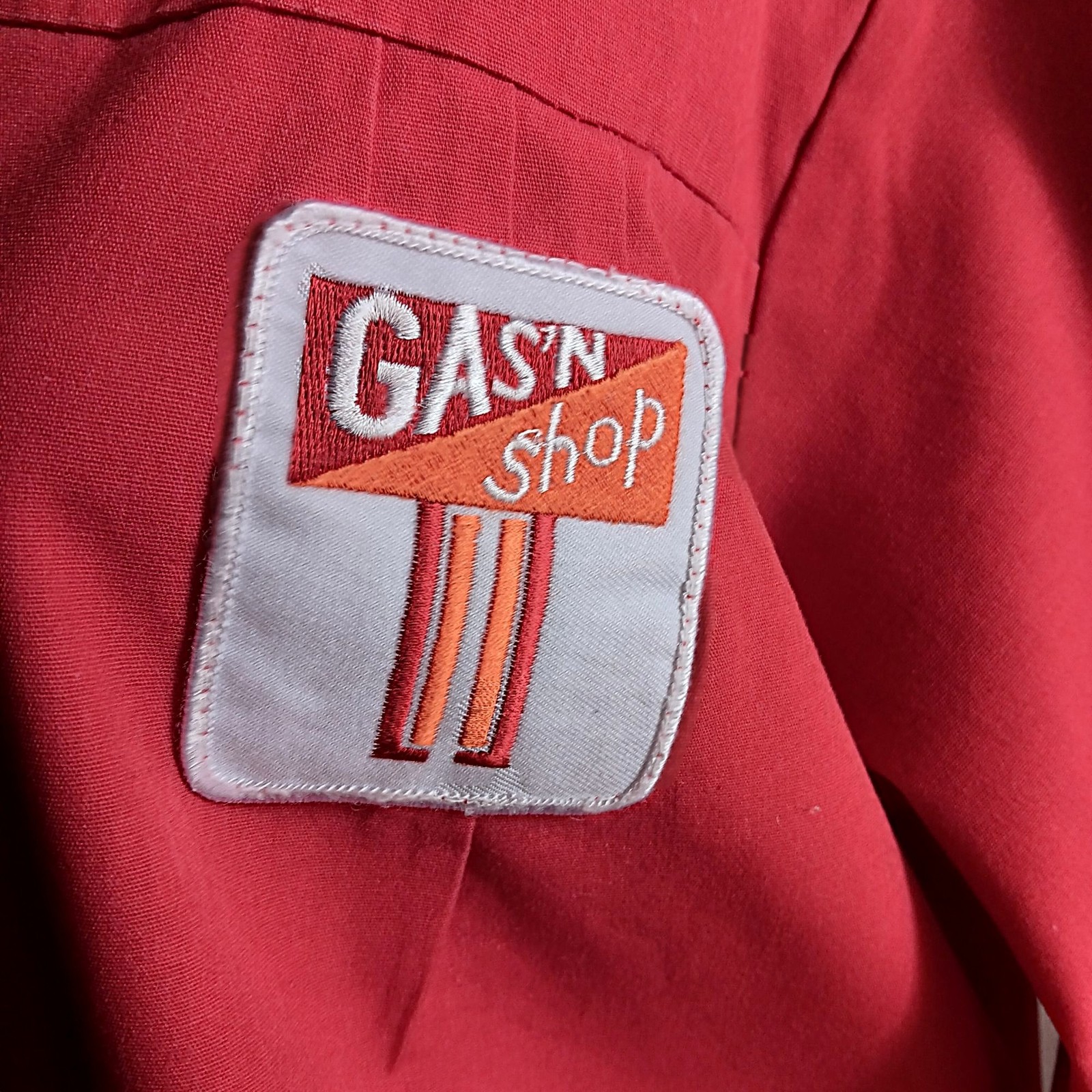 42 XL True Vintage Gas Station Shirt Jacket „Gasn Shop” Uniform Belted Patched