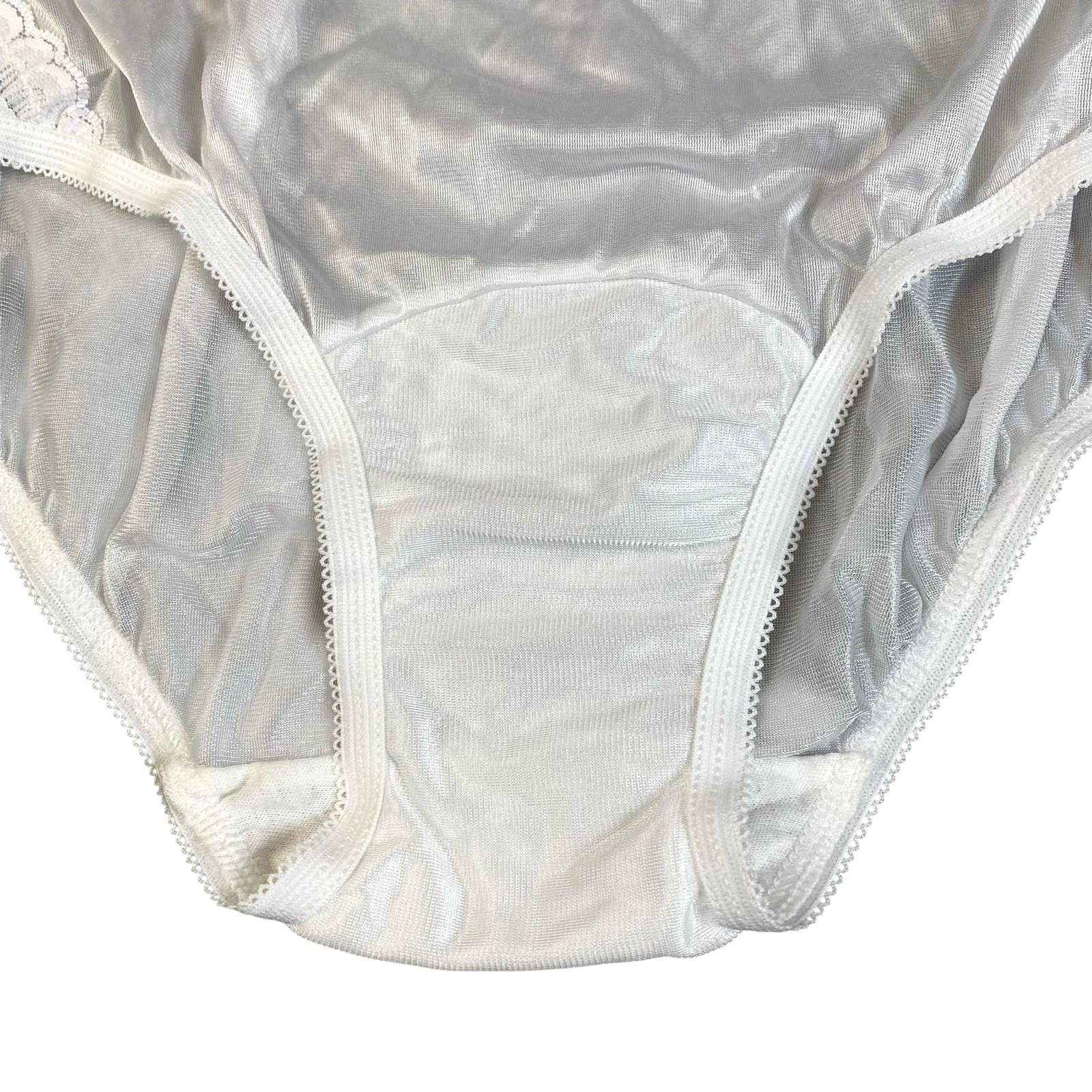 5 Pr NWT Vanity Fair Size 6 High Waist White Silky Nylon Panties Lace Panels VTG