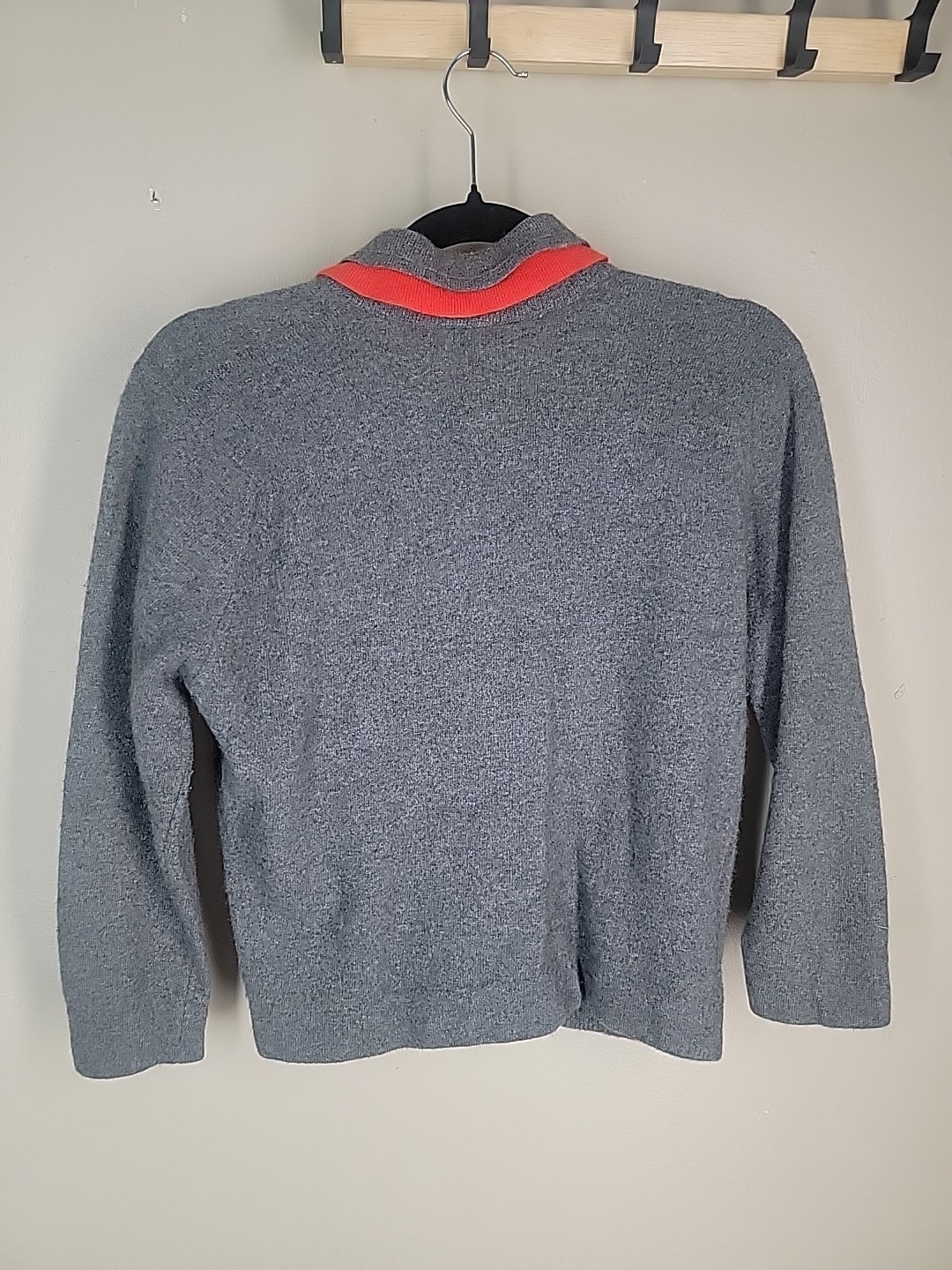 Vintage Dalton 100% Virgin Cashmere Soft Cardigan Crop Sweater Red Gray