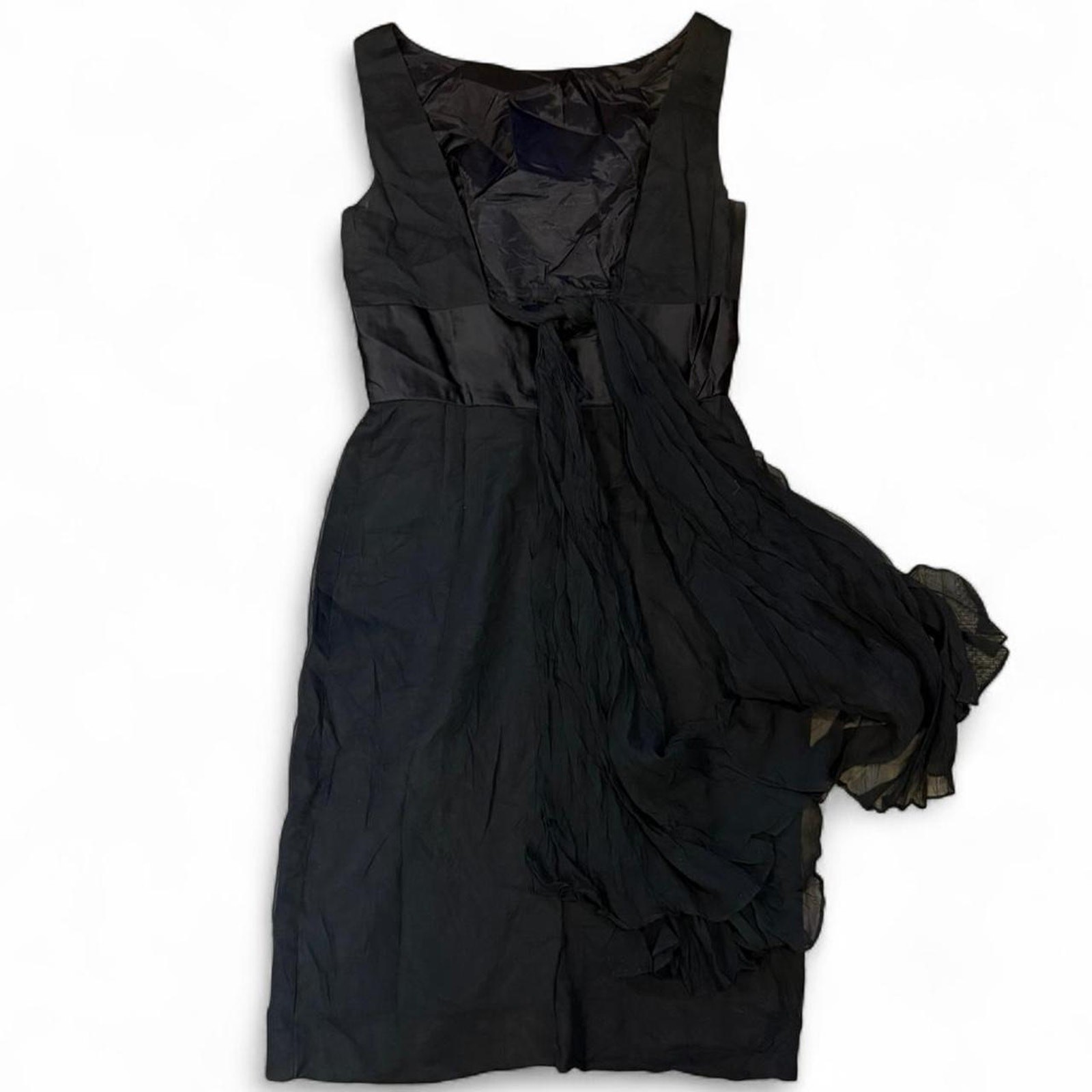 Classic elegant vintage sleeveless black dress w/ satin waistband women size 11