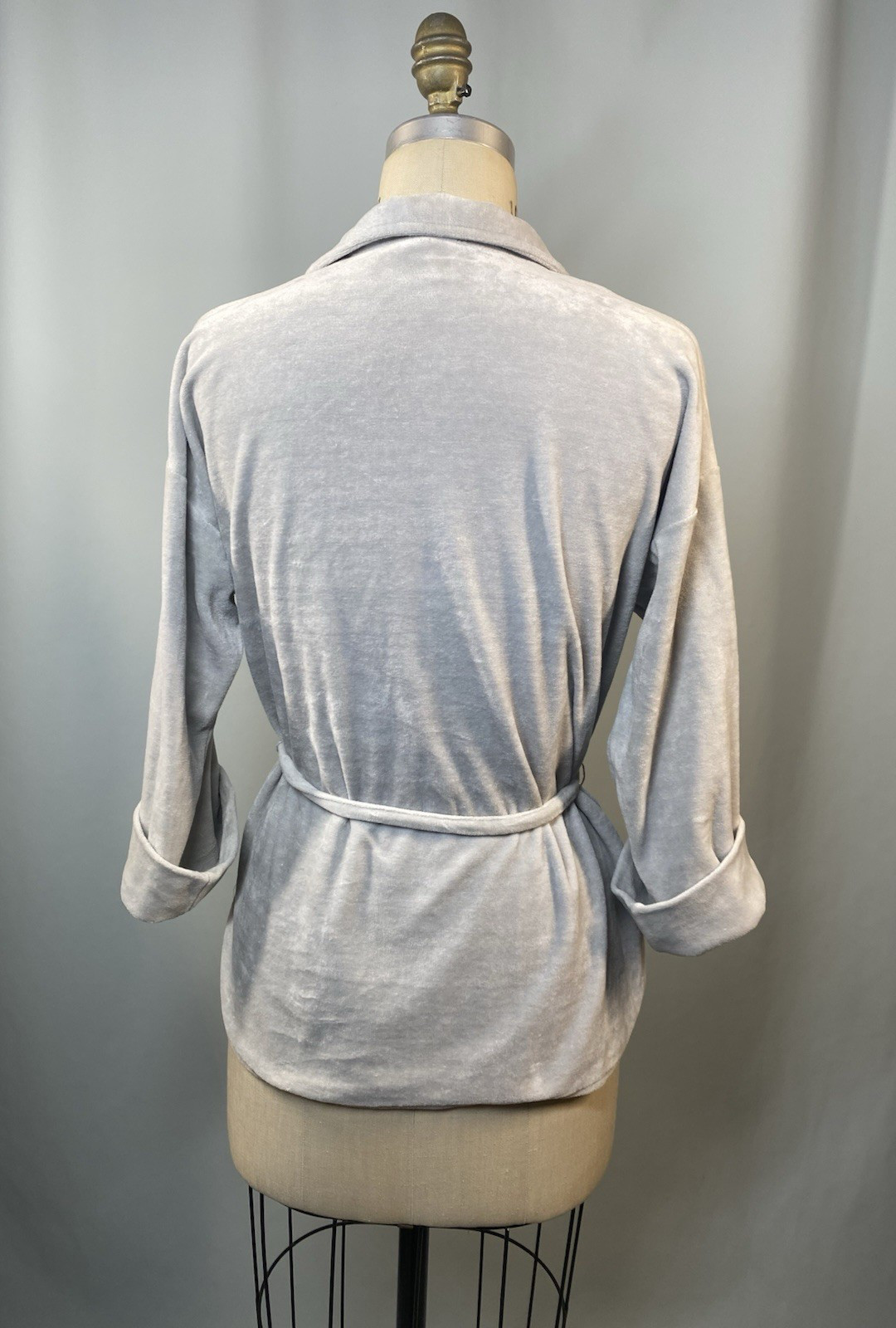 NIKKI Women’s Vintage Top SIZE LARGE 13/14 Gray velour velvet 70s 80s Disco