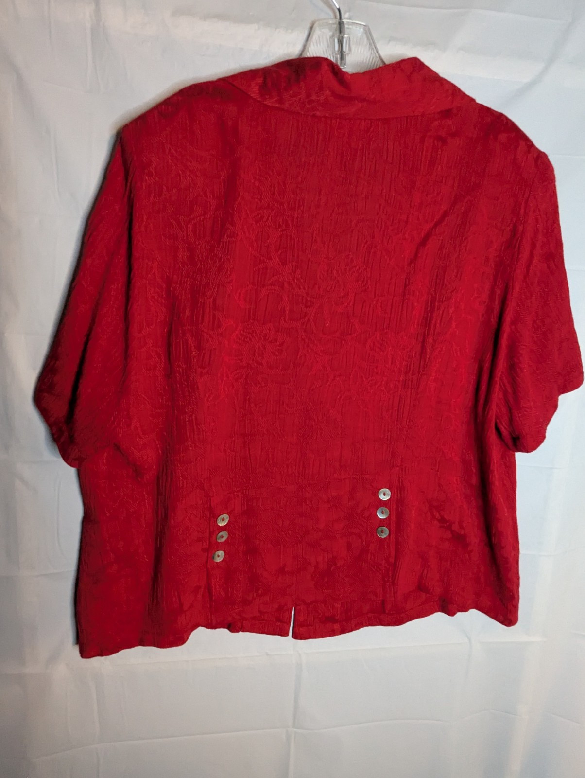 VTG Studio 1940 Red Lace Collar Mother Of Pearl Button Top Sz 18/20 Retro 80s
