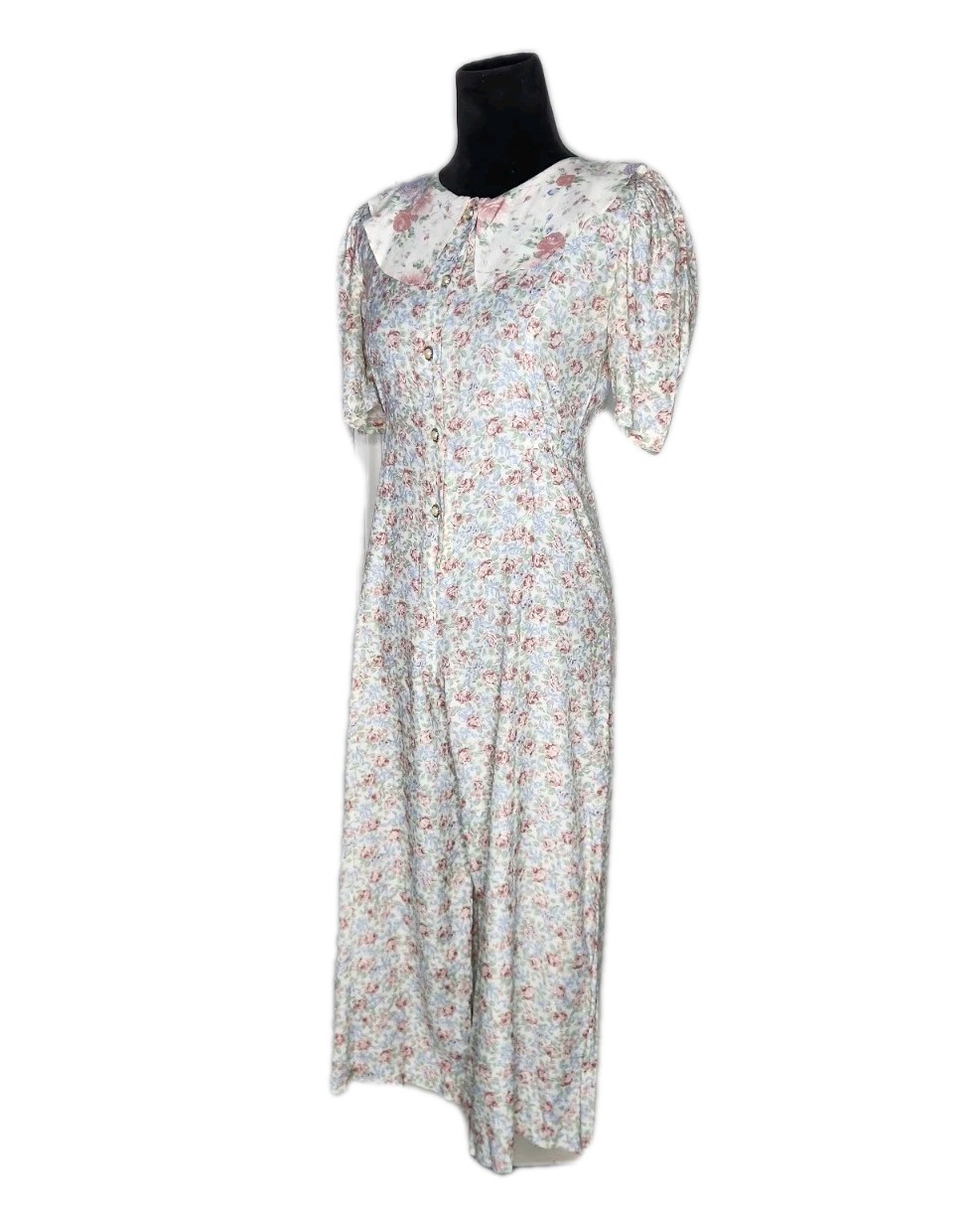 Disorderly Kids Vintage 80s Floral Cropped Collared Jumpsuit Cottagecore XS/S