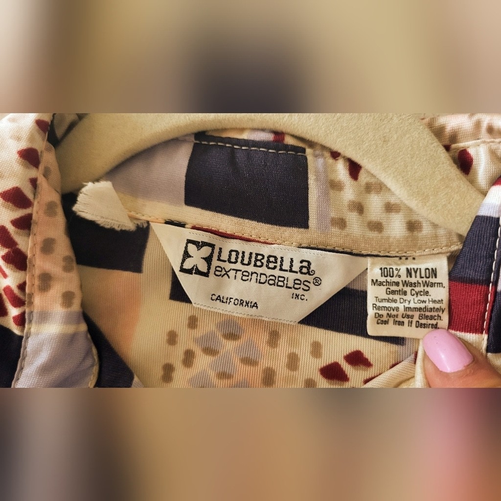Vintage LouBella “Extendables” Nylon Shirt – 1970s California Disco Era