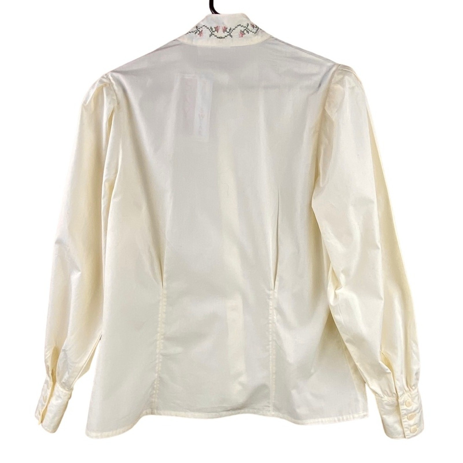 Vintage Embroidered Poet Artist Blouse Size 14 Cream Floral New With Tags