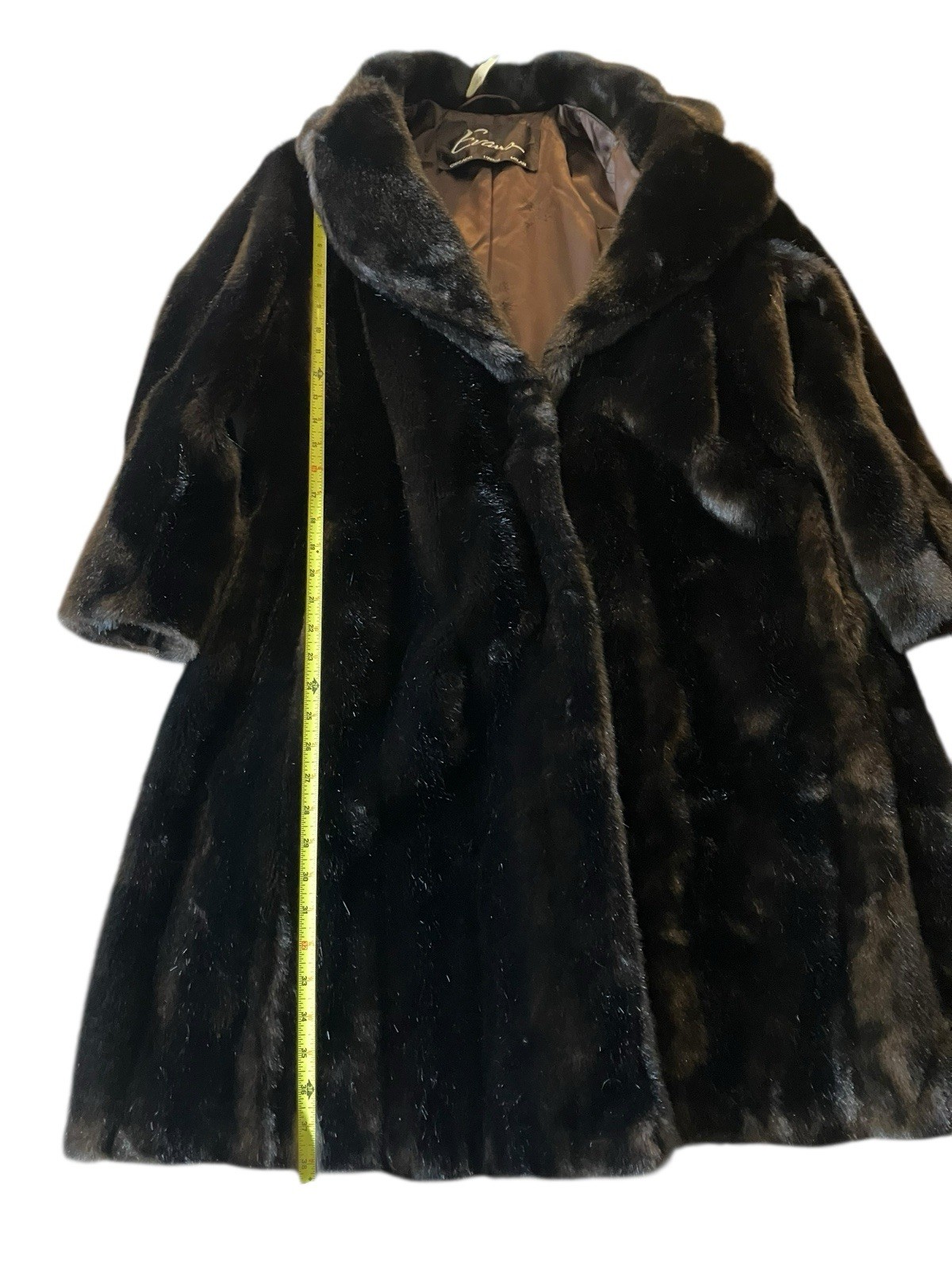 Vintage Evan’s Fur Chicago Tissavel Faux Fur Brown Made In Netherlands