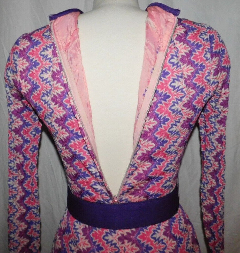 VTG 60’s NU MODE DRESS MOD Pink Purple Bold Psychedelic ZigZag Belt sz S