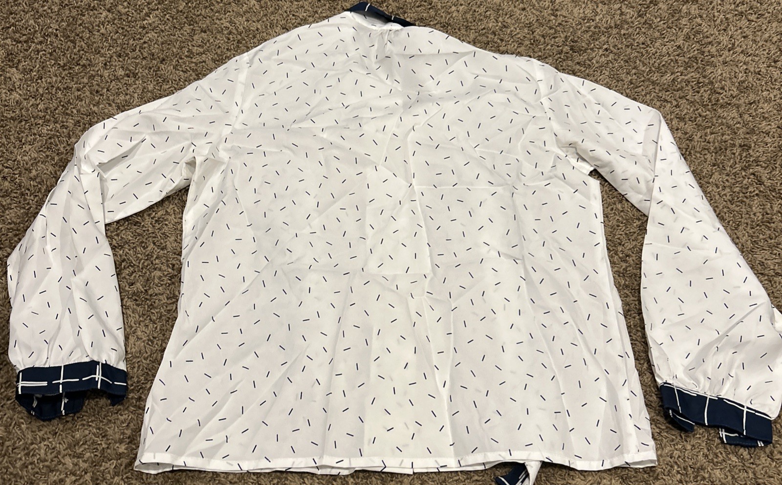 VTG Pierre Lamonte 80’s-90’s Blouse Blue & White Button Up Size L B31
