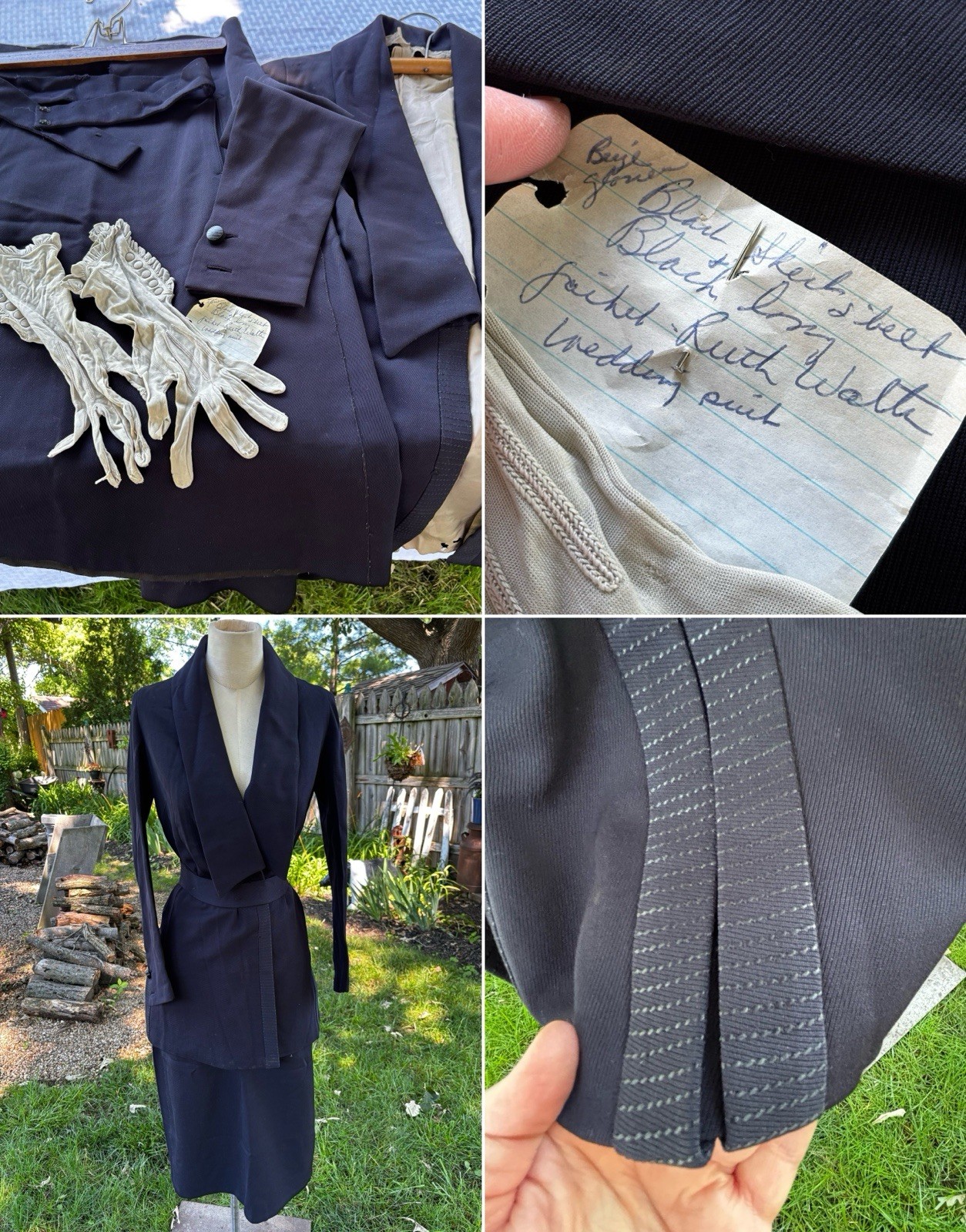 Antique Victorian Edwardian Walking Suit Jacket Skirt Set Wool 1910s