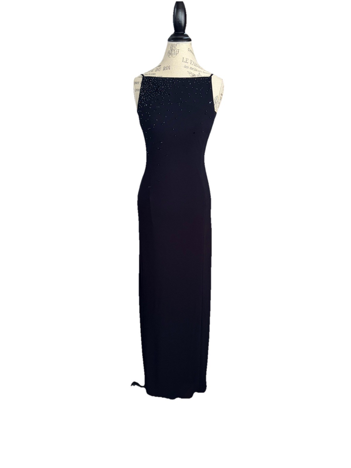 Vintage 90s Laundry By Shelli Segal Evening Navy Blue Maxi Dress size 6 Wedding