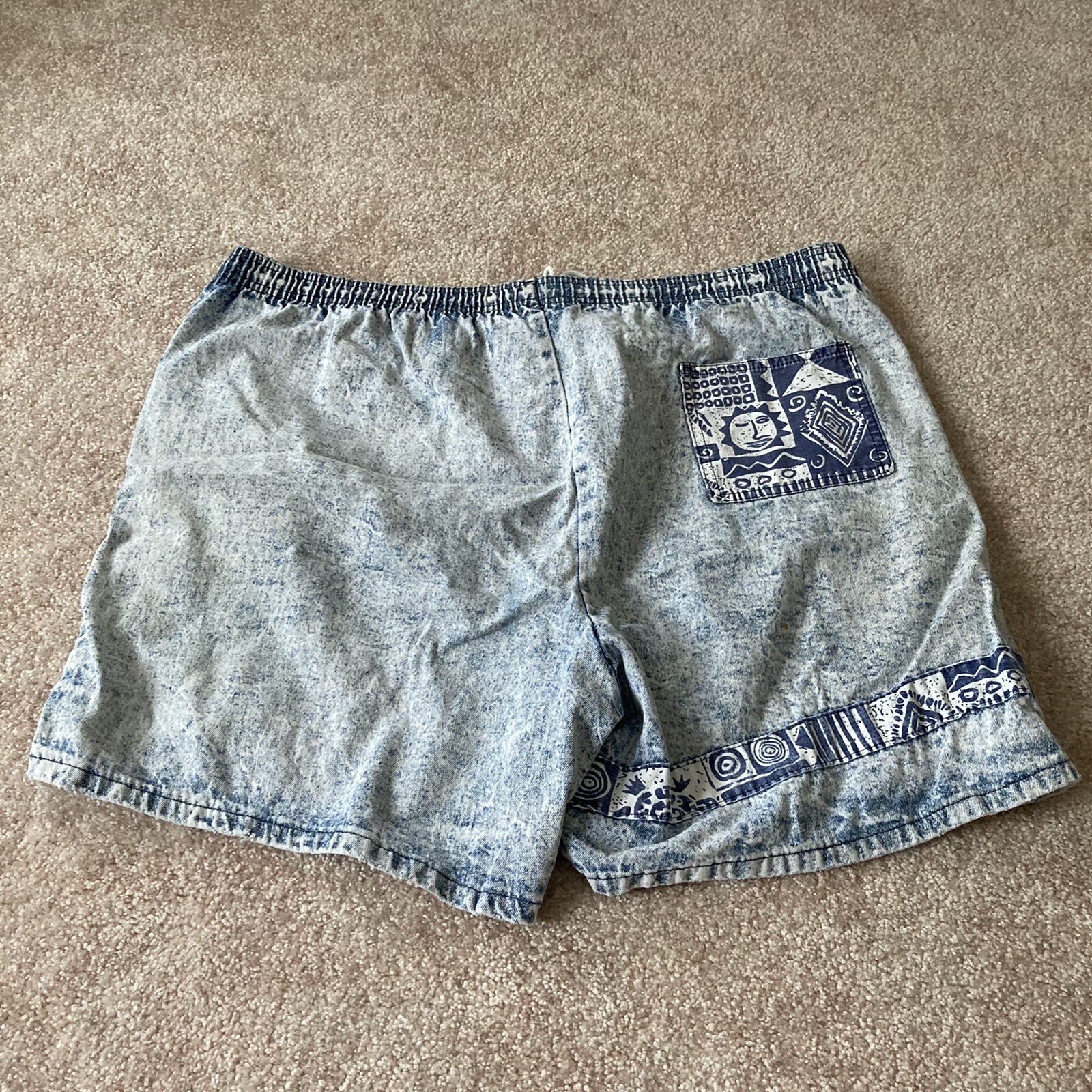Vintage Bristol Blues Acid Wash Aztec Shorts Women’s Elastic Waist see descript