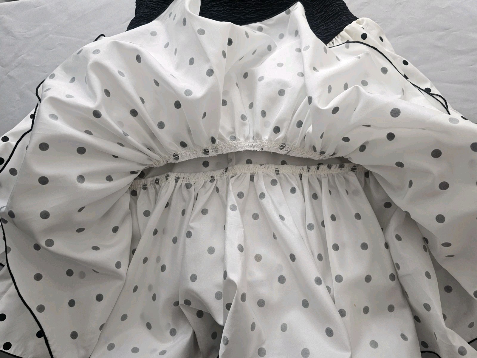 1980’s Huey Waltzer for Darcy 80s Prom Polka Dot Dress Size 5/6 Black White USA