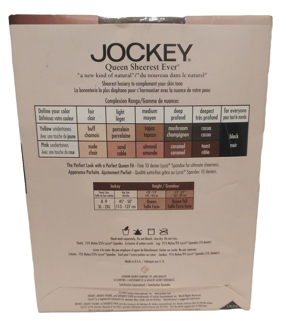 Vintage 1999 Jockey Control Top Pantyhose Tall Queen Mushroom Sheer Hosiery