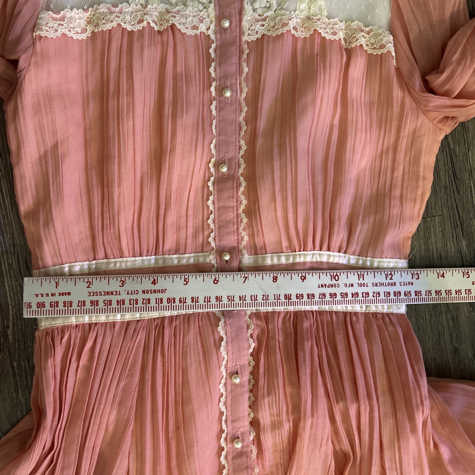 1970s Gunne Sax Pink Prarie Dress Size XS 10 Victorian Revival Country Western