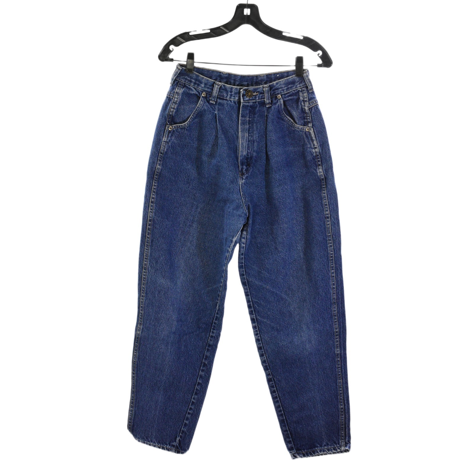80s Vintage Dark Wash High Rise Pleated Tapered Leg Blue Denim Jeans Size 10