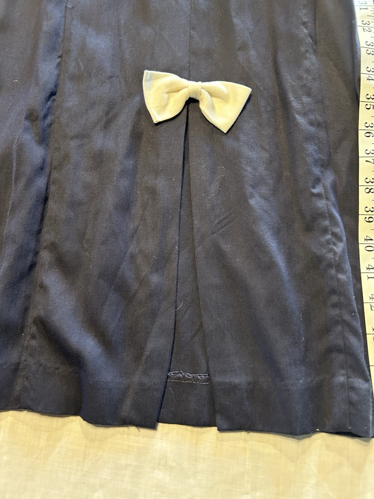 Vintage 1950’s Navy Dress with Cream Bows Art Deco Retro